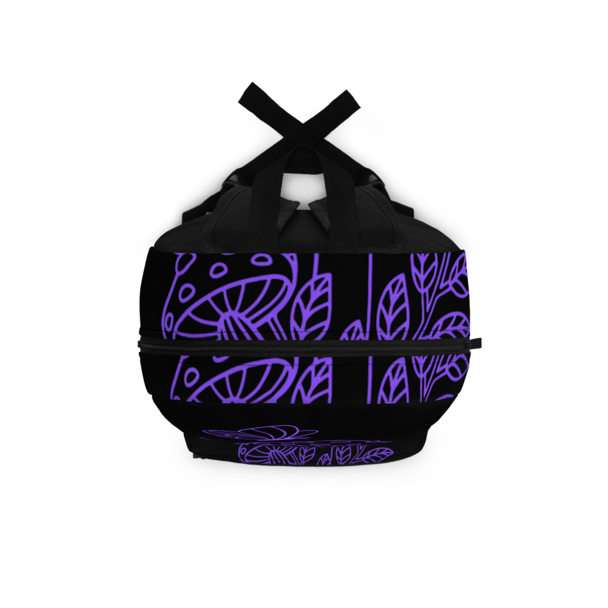 Boho Mushroom Backpack - Trendy Purple Floral Design, Perfect for School, Travel, Festivals, Nature Lovers, Eco-Friendly