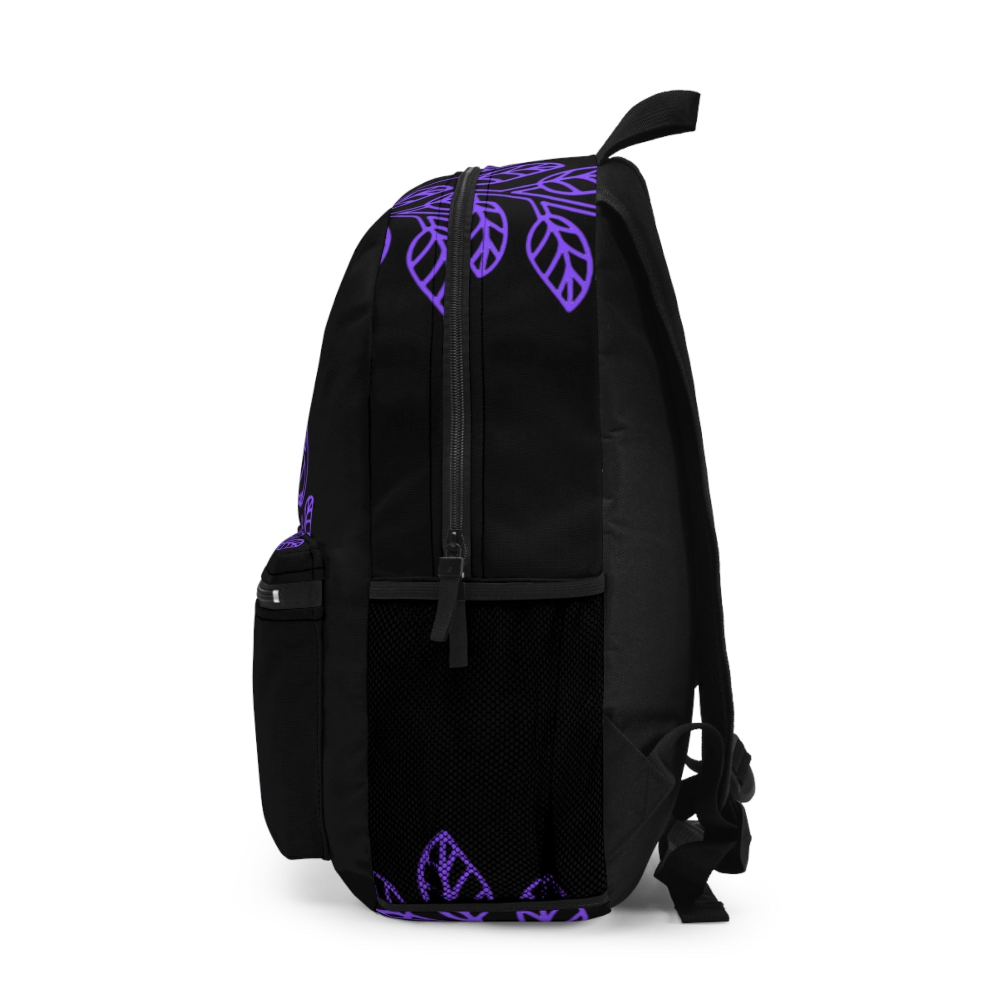 Boho Mushroom Backpack - Trendy Purple Floral Design, Perfect for School, Travel, Festivals, Nature Lovers, Eco-Friendly