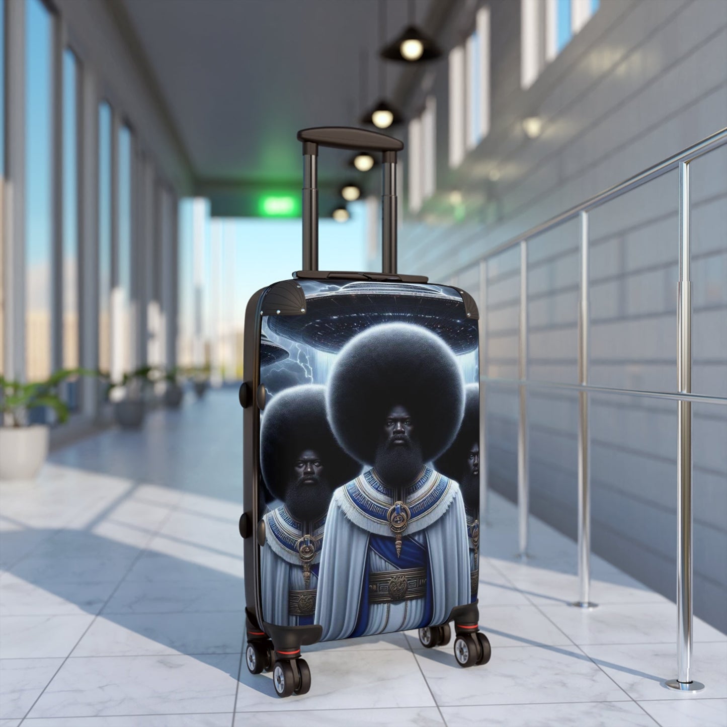 Bold Afro-Queen Suitcase, Unique Travel Luggage, Festival and Vacation Essentials, Afrocentric Style, Unisex Travel Gear, Vibrant Rolling