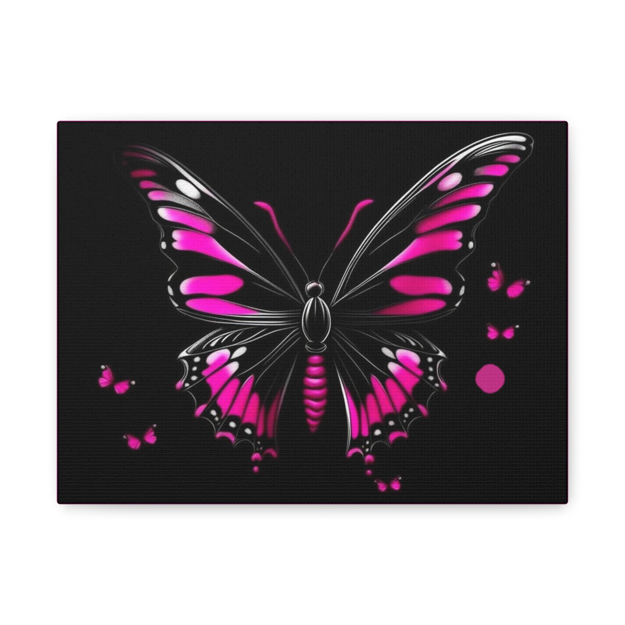 Butterfly Canvas Wall Art - Vibrant Pink Butterfly Decor for Home and Office