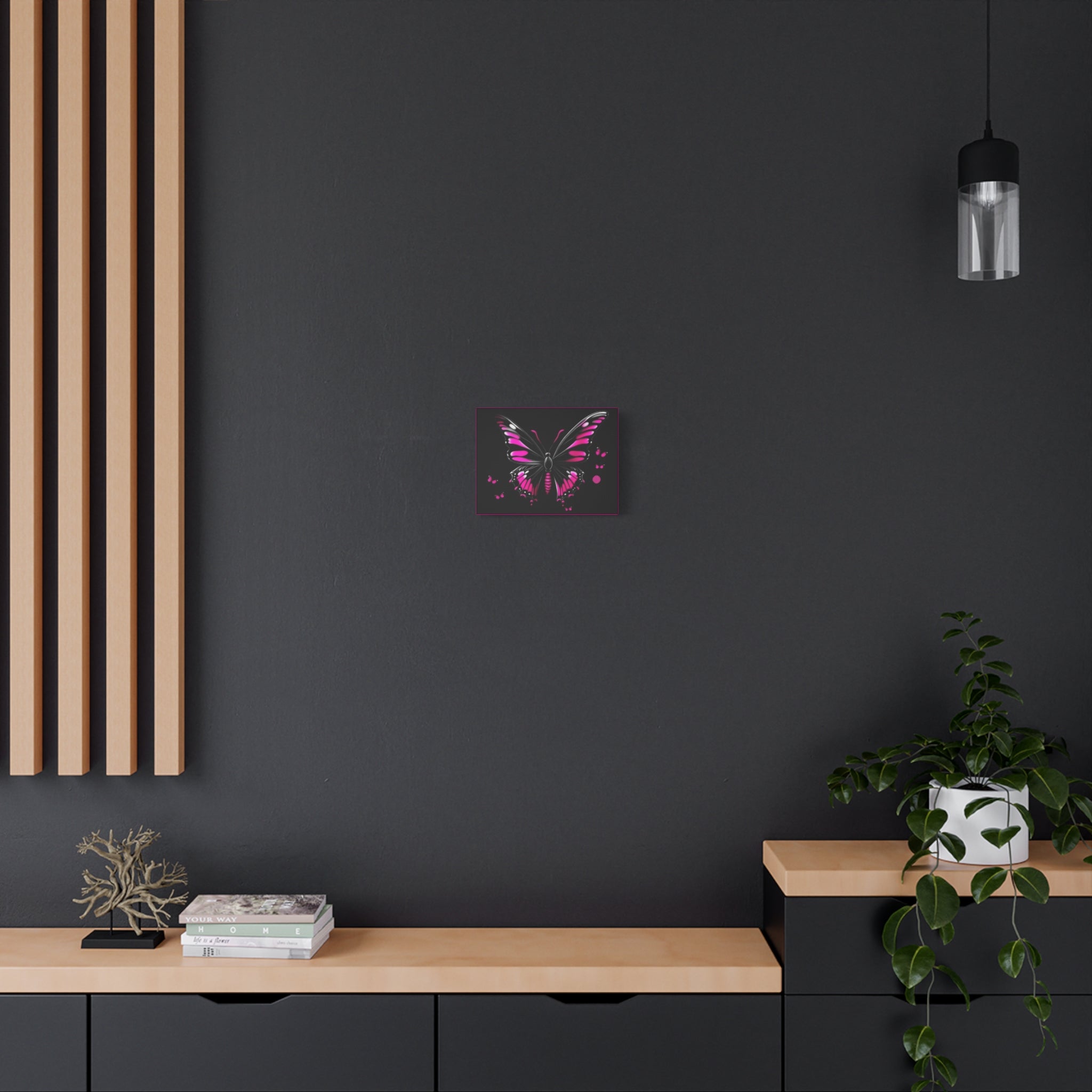 Butterfly Canvas Wall Art - Vibrant Pink Butterfly Decor for Home and Office