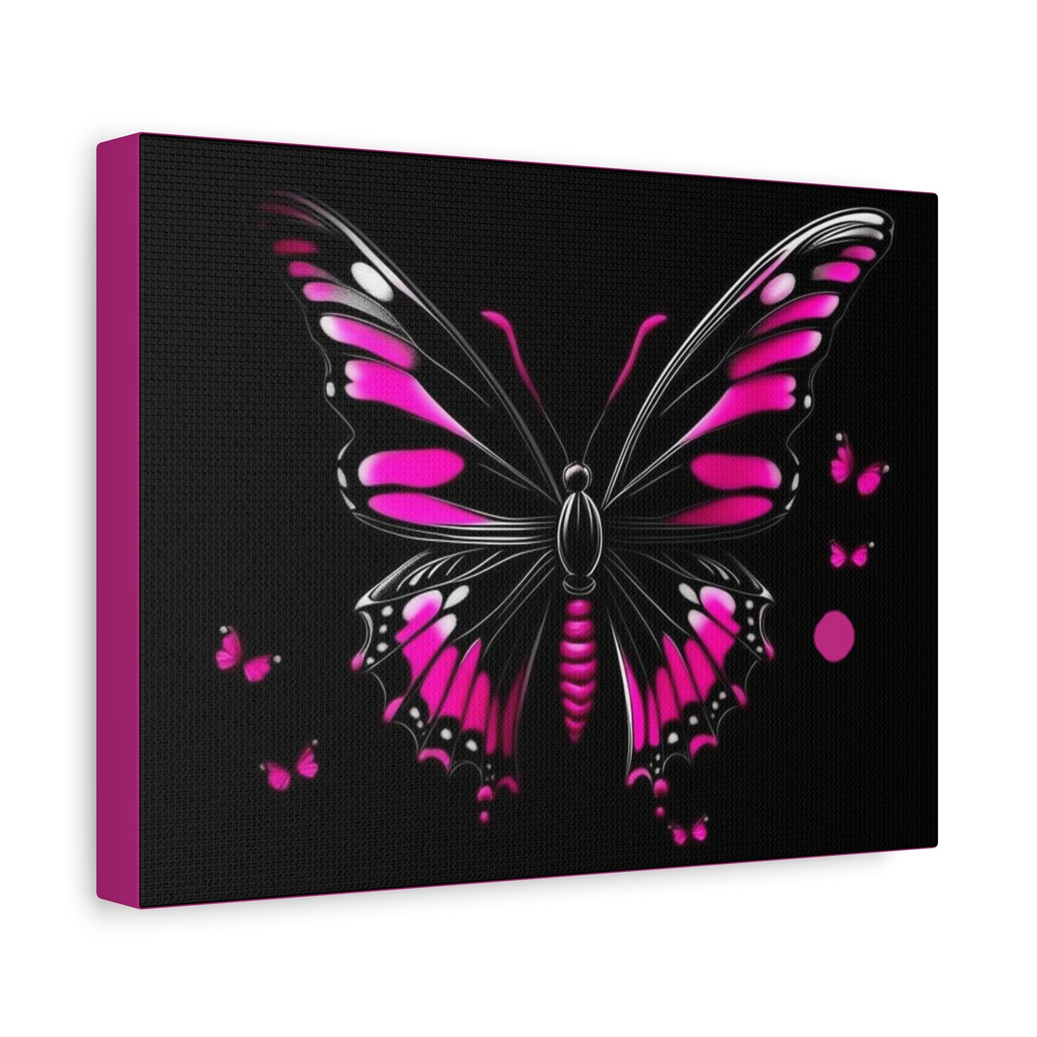 Butterfly Canvas Wall Art - Vibrant Pink Butterfly Decor for Home and Office