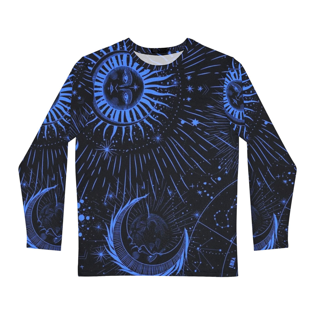 Celestial Cosmic Men's Long Sleeve Shirt - Blue Moon & Sun Design