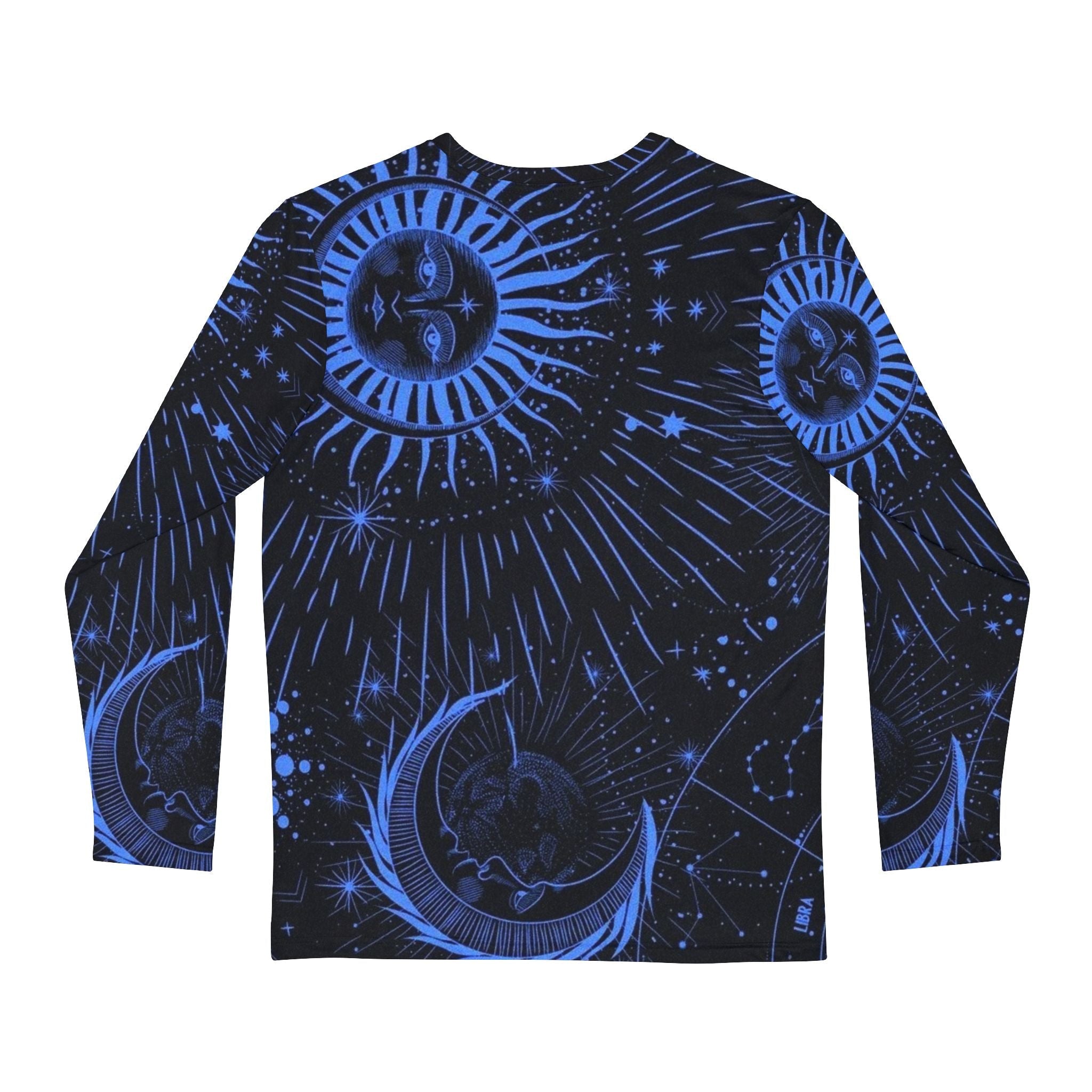 Celestial Cosmic Men's Long Sleeve Shirt - Blue Moon & Sun Design