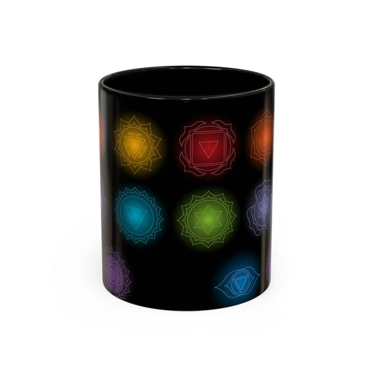 Chakras Coffee Cup, Ceramic Tea Mug, Kitchen Gift, Unique Design, 11oz, 15oz