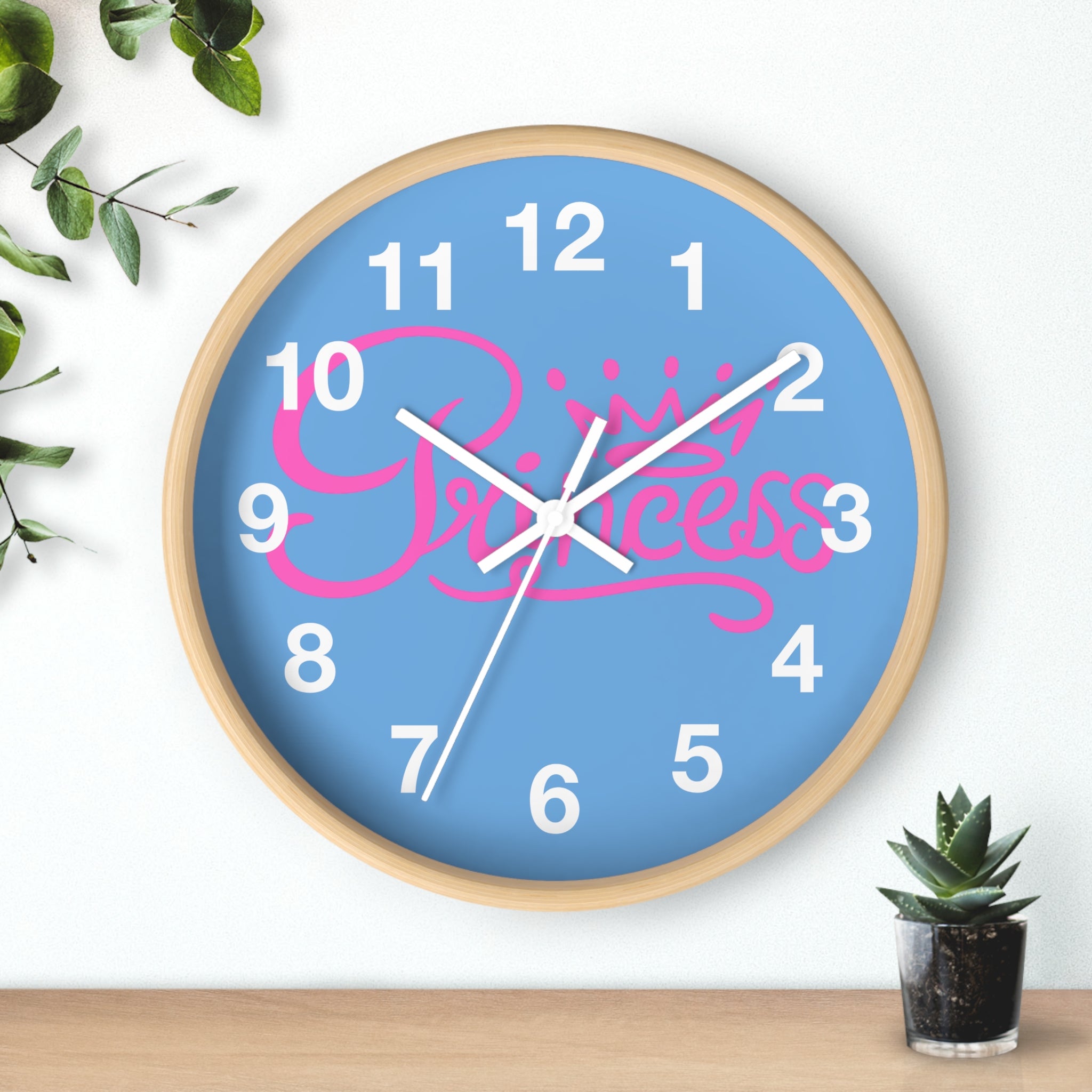 Charming Princess Wall Clock - Kids Room Decor, Gift for Little Girls, Pink Crown Design, Playful Nursery Accessory, Bedroom Wall Art
