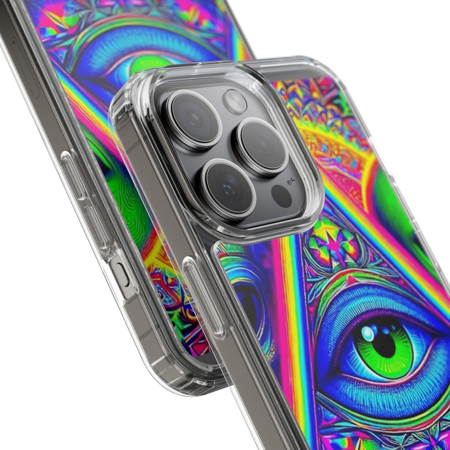Colorful Alien Eye Phone Case, Psychedelic Clear Case, Gift for Art Lovers, Boho Phone Cover, Festival Accessory, Unique Mobile Case