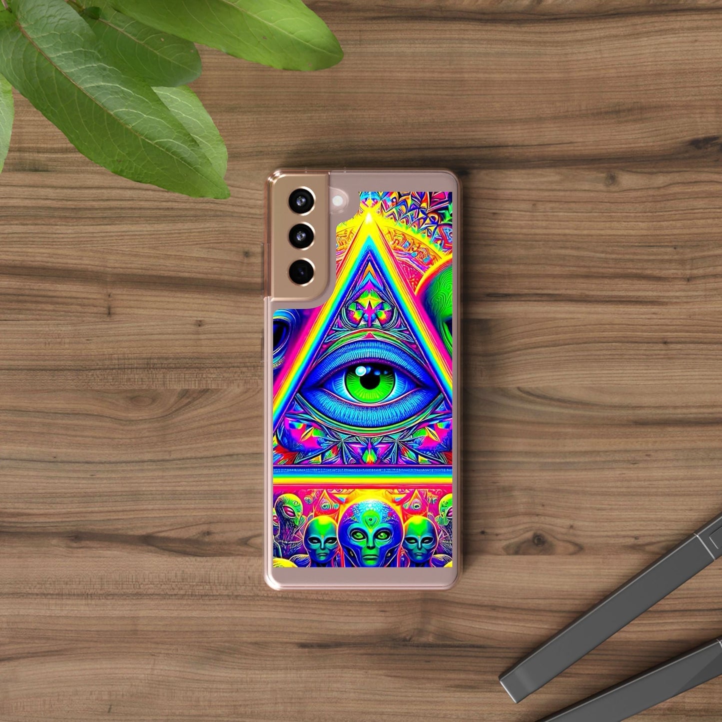 Colorful Alien Eye Phone Case, Psychedelic Clear Case, Gift for Art Lovers, Boho Phone Cover, Festival Accessory, Unique Mobile Case