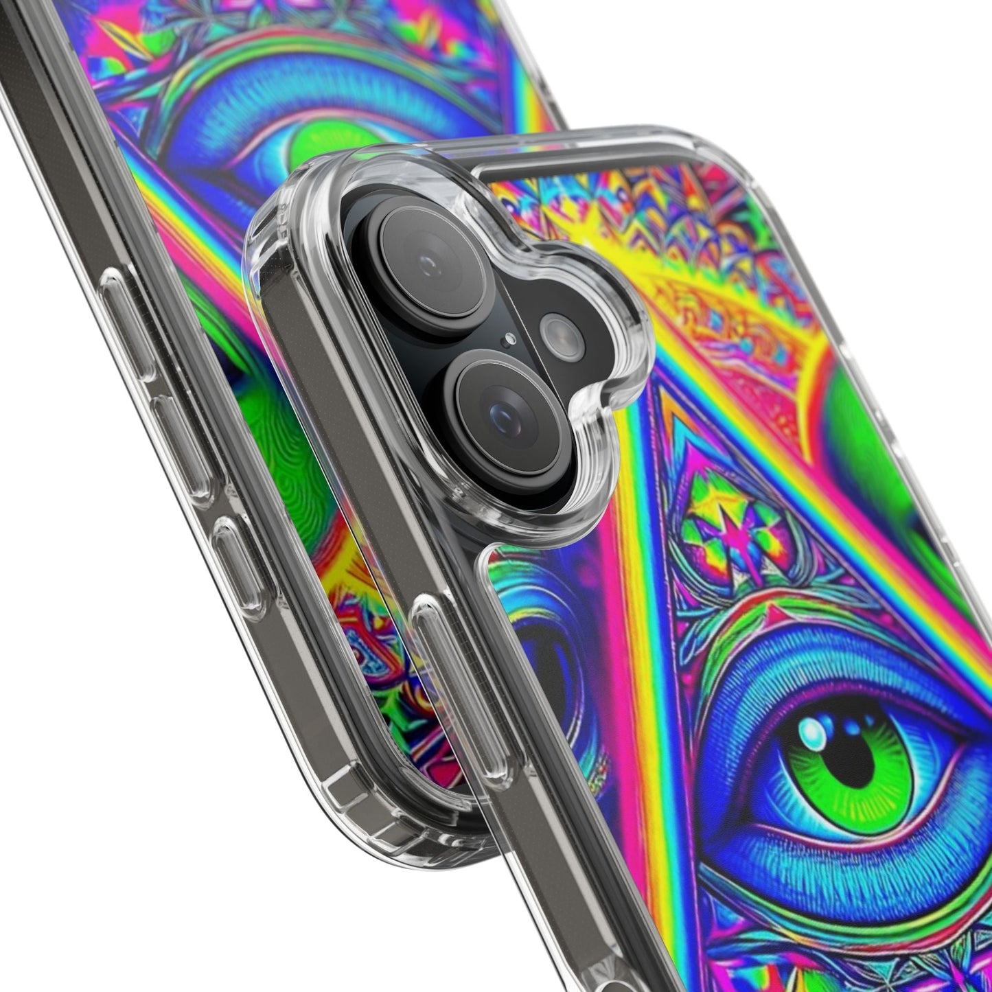 Colorful Alien Eye Phone Case, Psychedelic Clear Case, Gift for Art Lovers, Boho Phone Cover, Festival Accessory, Unique Mobile Case
