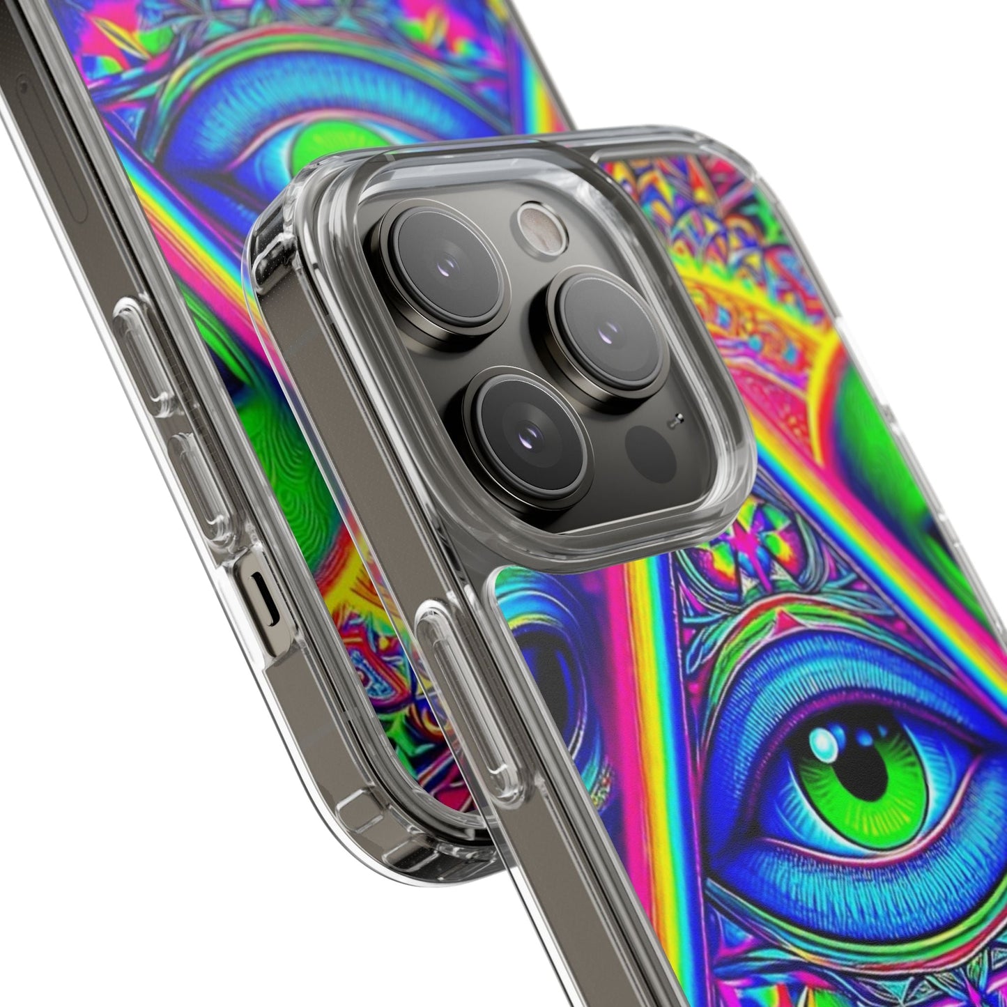 Colorful Alien Eye Phone Case, Psychedelic Clear Case, Gift for Art Lovers, Boho Phone Cover, Festival Accessory, Unique Mobile Case