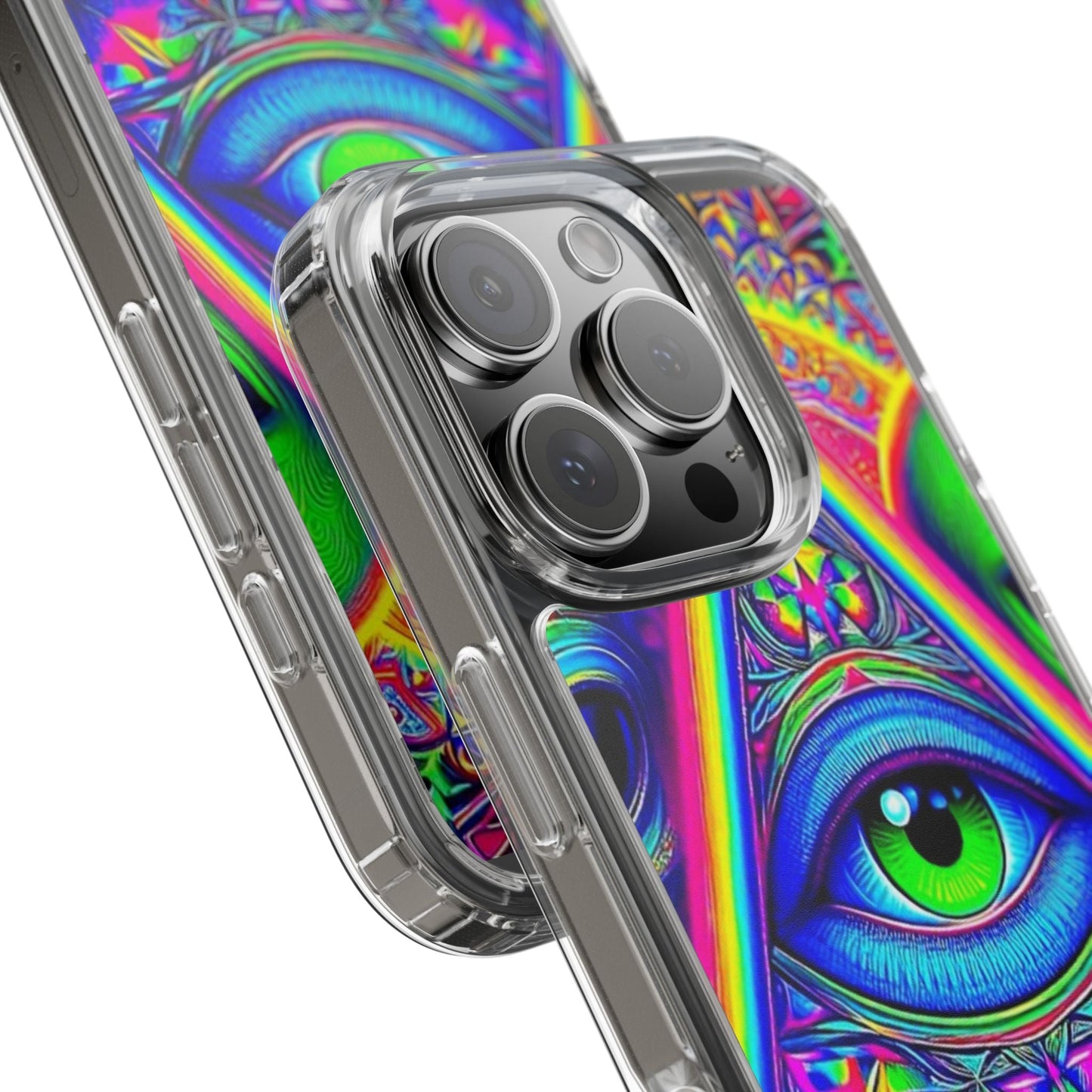 Colorful Alien Eye Phone Case, Psychedelic Clear Case, Gift for Art Lovers, Boho Phone Cover, Festival Accessory, Unique Mobile Case