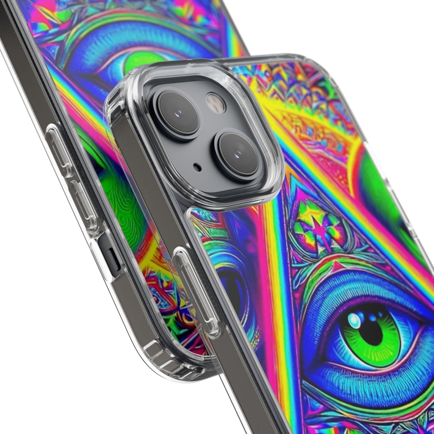 Colorful Alien Eye Phone Case, Psychedelic Clear Case, Gift for Art Lovers, Boho Phone Cover, Festival Accessory, Unique Mobile Case