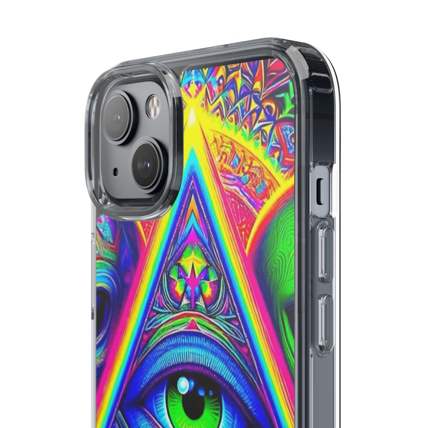 Colorful Alien Eye Phone Case, Psychedelic Clear Case, Gift for Art Lovers, Boho Phone Cover, Festival Accessory, Unique Mobile Case