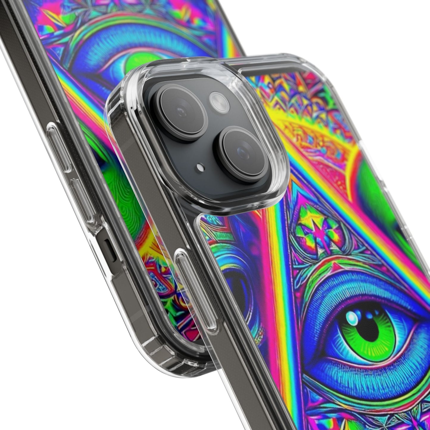 Colorful Alien Eye Phone Case, Psychedelic Clear Case, Gift for Art Lovers, Boho Phone Cover, Festival Accessory, Unique Mobile Case