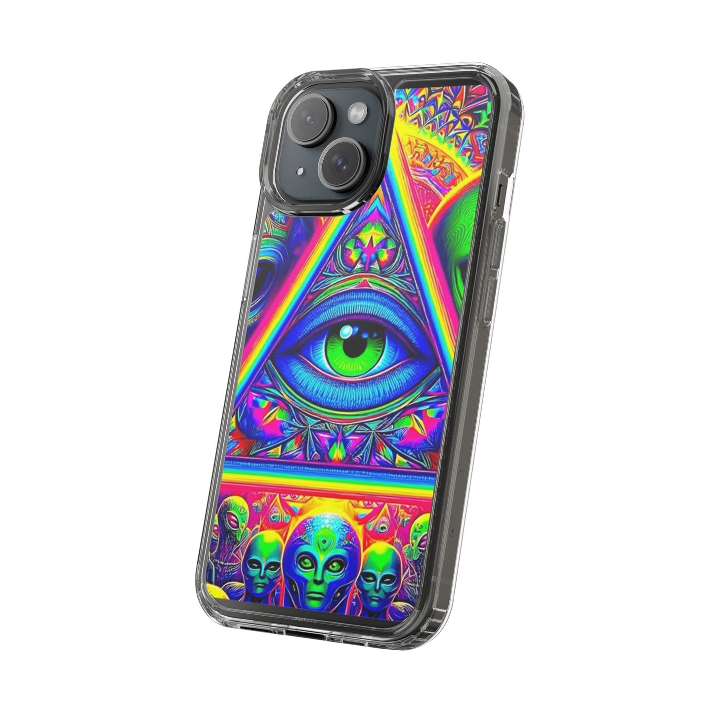 Colorful Alien Eye Phone Case, Psychedelic Clear Case, Gift for Art Lovers, Boho Phone Cover, Festival Accessory, Unique Mobile Case