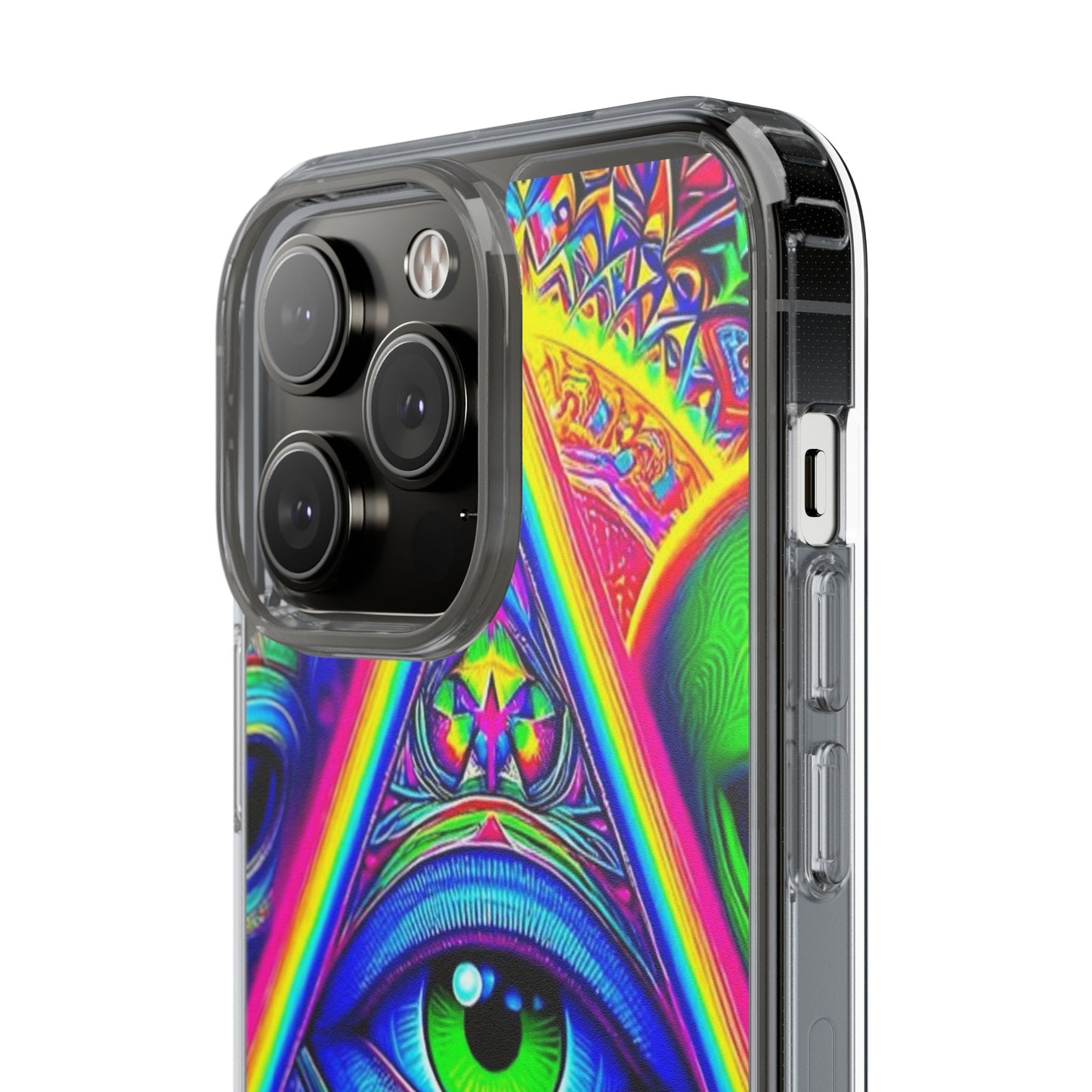 Colorful Alien Eye Phone Case, Psychedelic Clear Case, Gift for Art Lovers, Boho Phone Cover, Festival Accessory, Unique Mobile Case