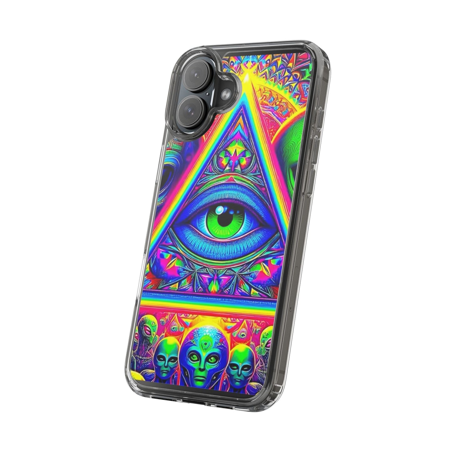 Colorful Alien Eye Phone Case, Psychedelic Clear Case, Gift for Art Lovers, Boho Phone Cover, Festival Accessory, Unique Mobile Case