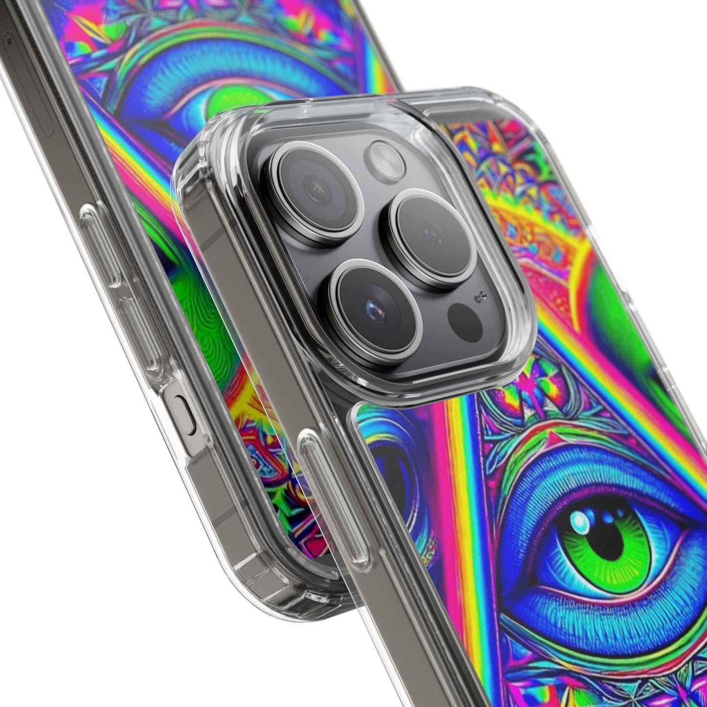 Colorful Alien Eye Phone Case, Psychedelic Clear Case, Gift for Art Lovers, Boho Phone Cover, Festival Accessory, Unique Mobile Case