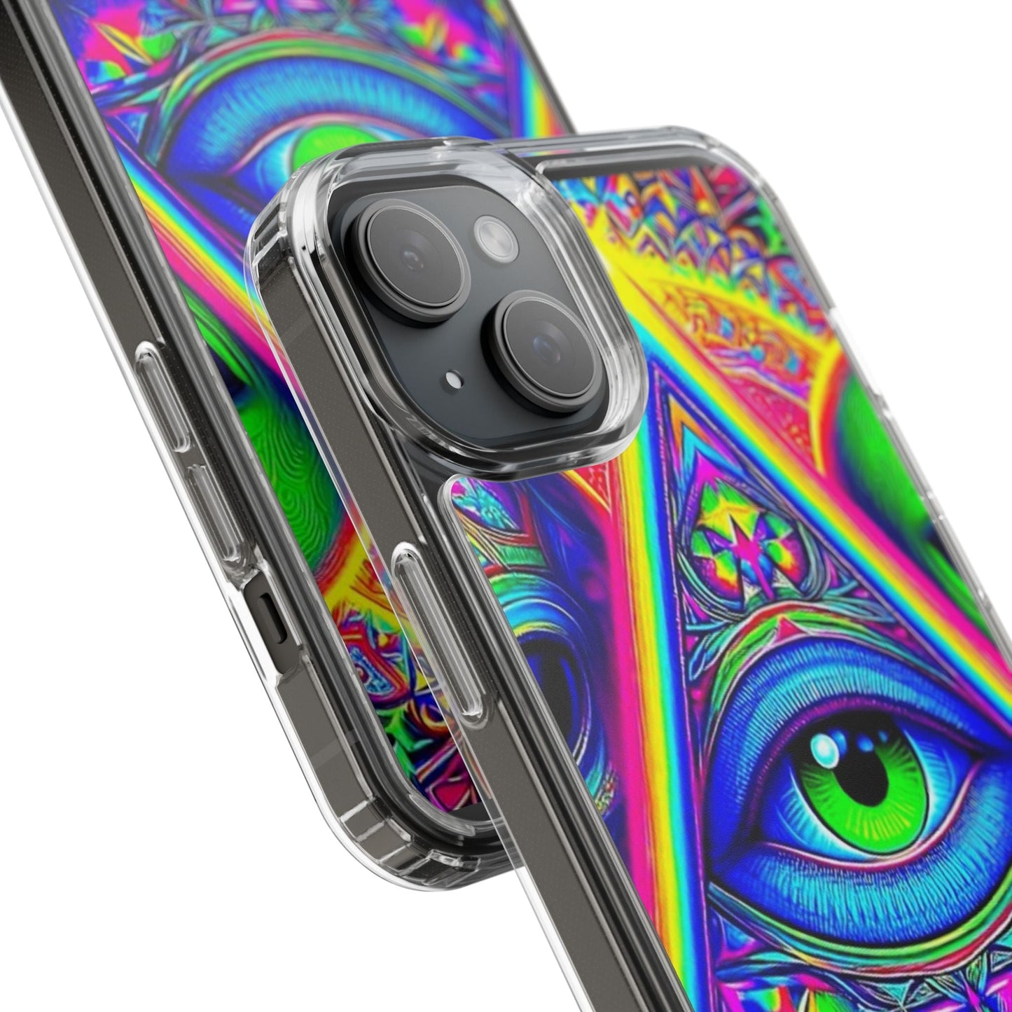 Colorful Alien Eye Phone Case, Psychedelic Clear Case, Gift for Art Lovers, Boho Phone Cover, Festival Accessory, Unique Mobile Case