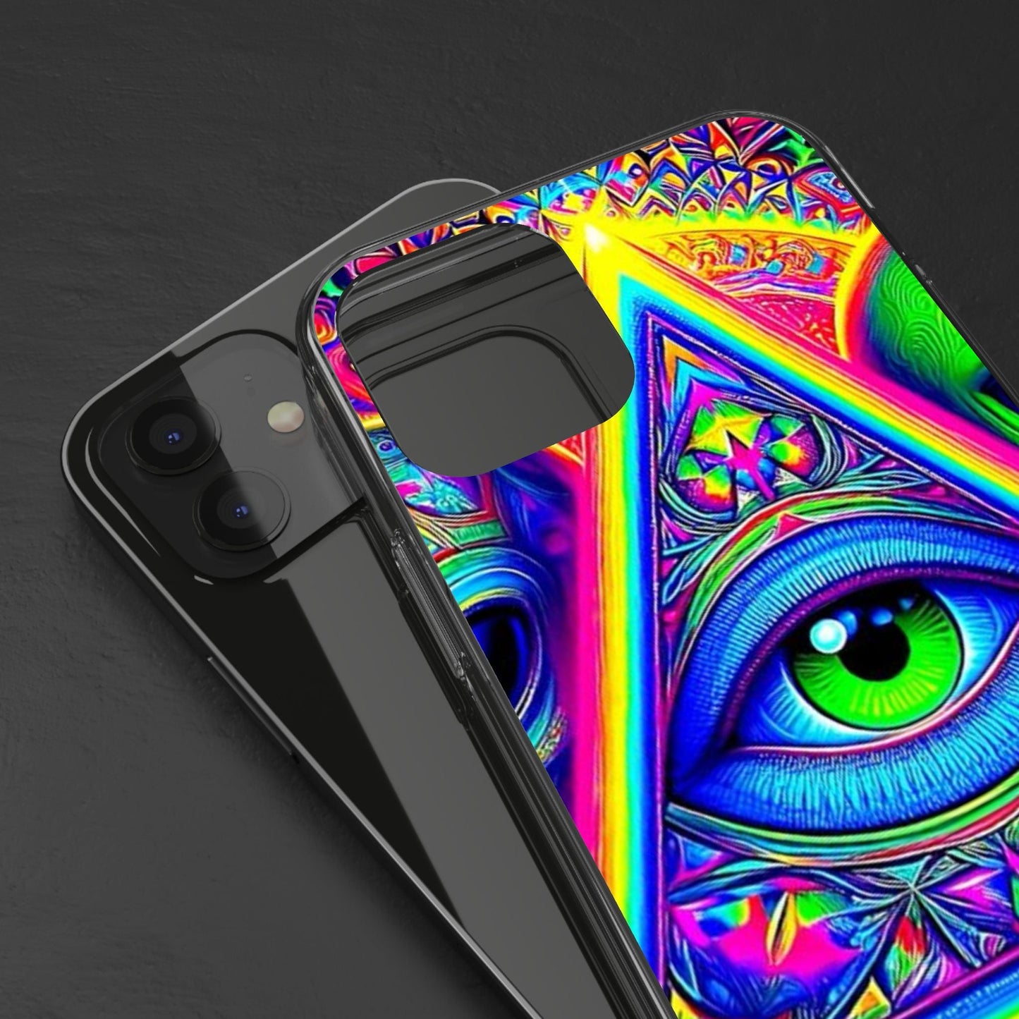 Colorful Alien Eye Phone Case, Psychedelic Clear Case, Gift for Art Lovers, Boho Phone Cover, Festival Accessory, Unique Mobile Case
