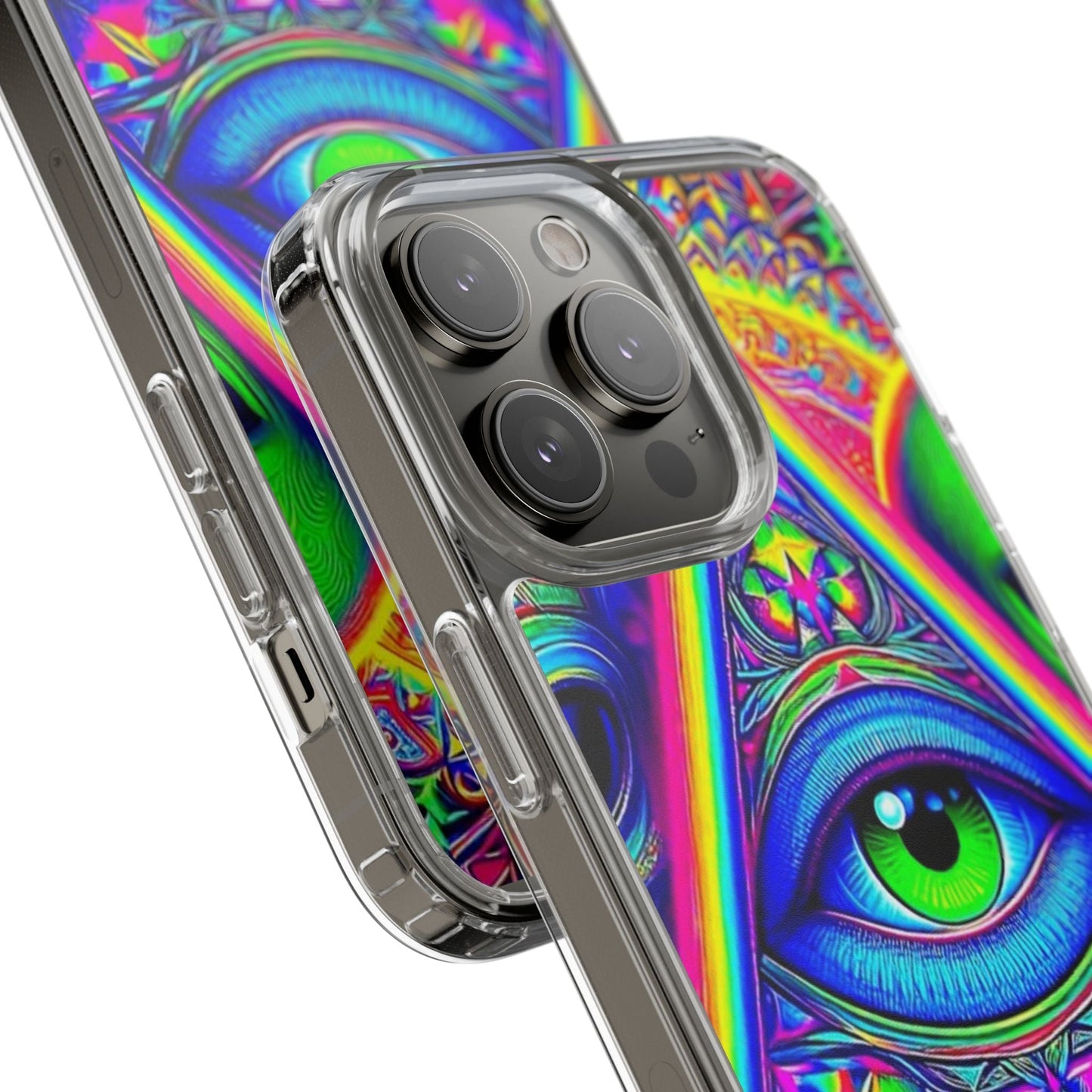 Colorful Alien Eye Phone Case, Psychedelic Clear Case, Gift for Art Lovers, Boho Phone Cover, Festival Accessory, Unique Mobile Case