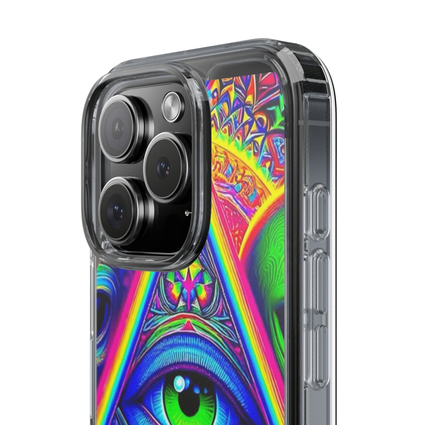 Colorful Alien Eye Phone Case, Psychedelic Clear Case, Gift for Art Lovers, Boho Phone Cover, Festival Accessory, Unique Mobile Case
