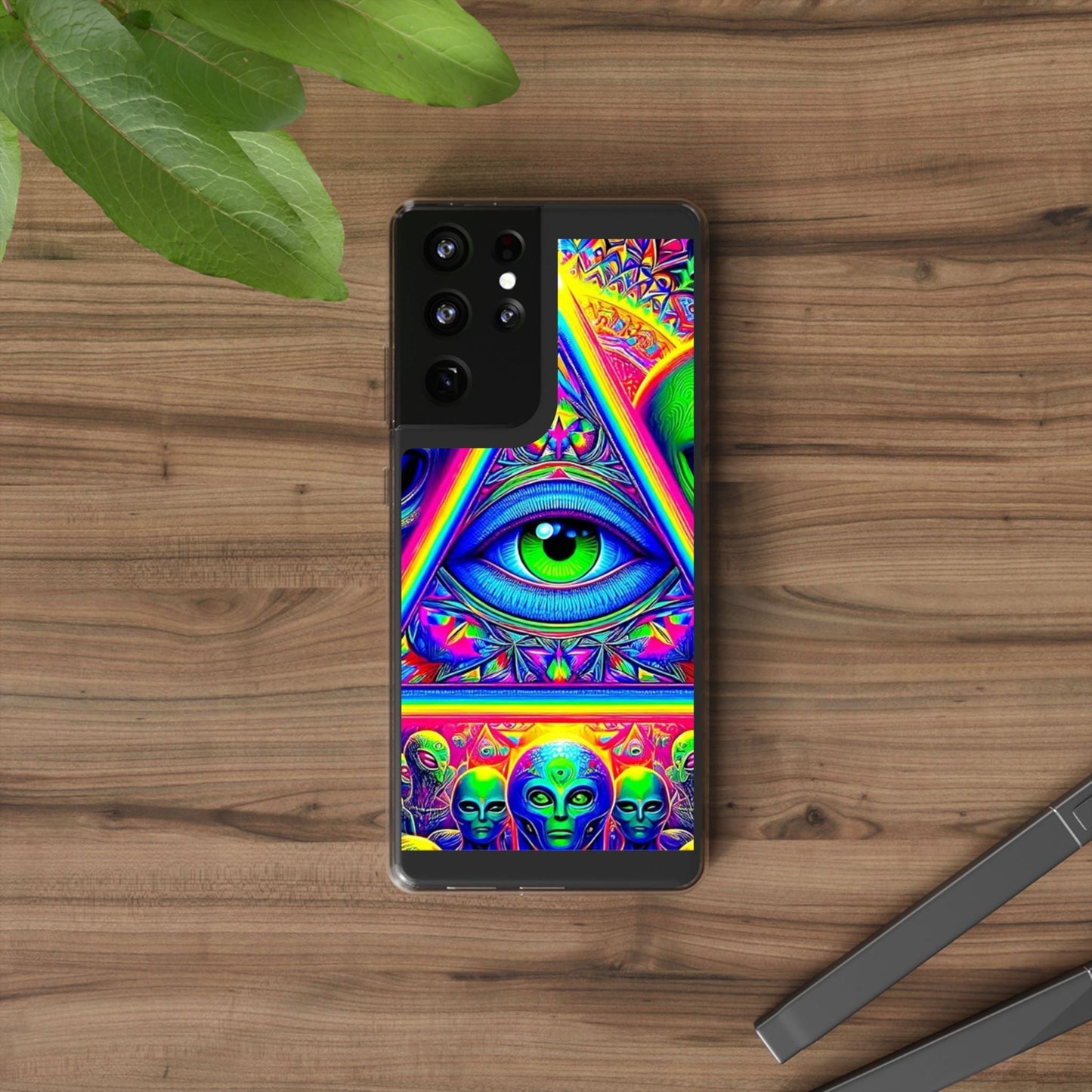 Colorful Alien Eye Phone Case, Psychedelic Clear Case, Gift for Art Lovers, Boho Phone Cover, Festival Accessory, Unique Mobile Case