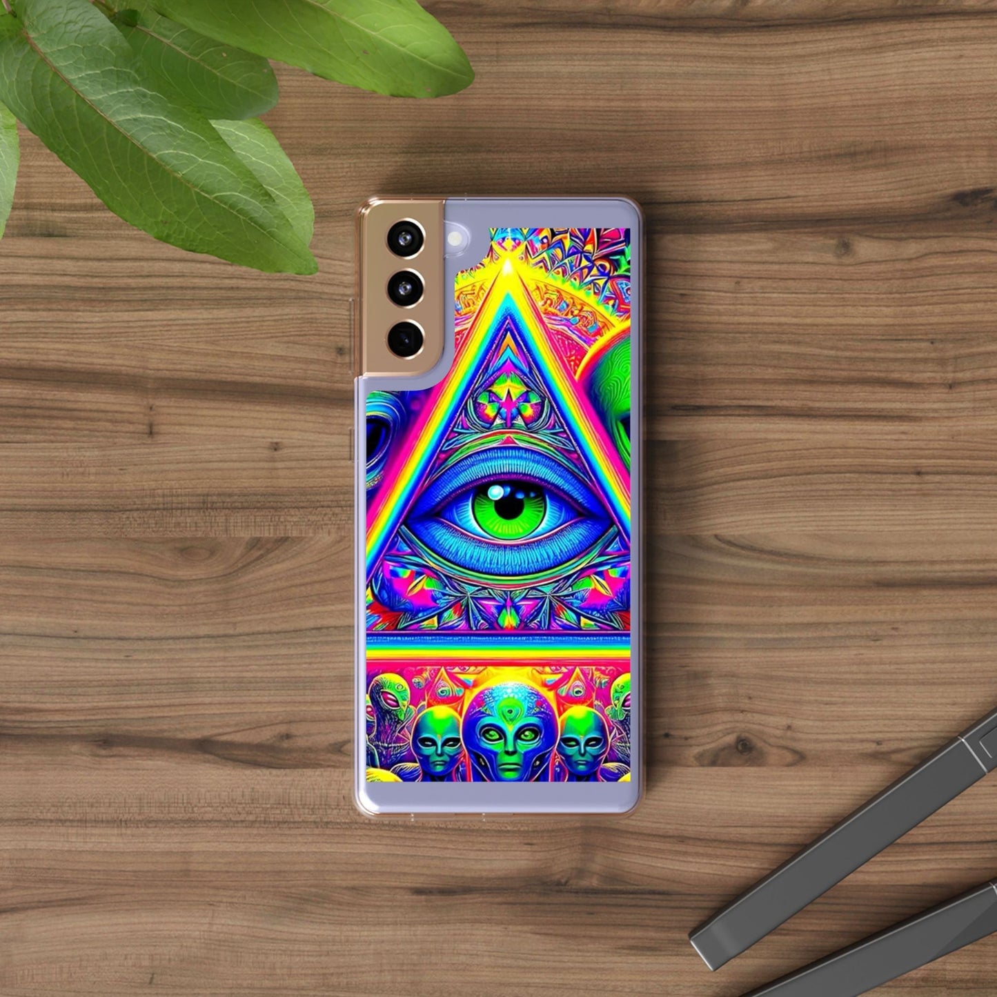 Colorful Alien Eye Phone Case, Psychedelic Clear Case, Gift for Art Lovers, Boho Phone Cover, Festival Accessory, Unique Mobile Case