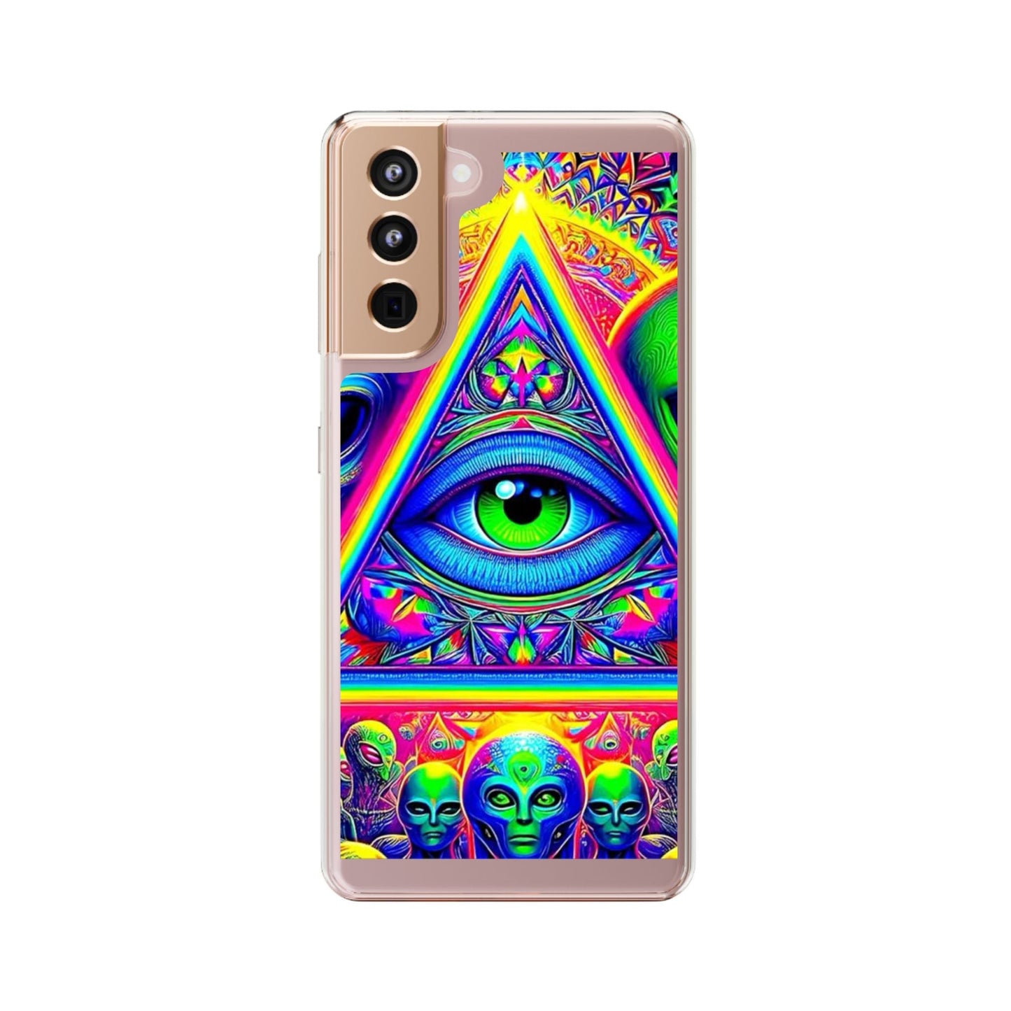 Colorful Alien Eye Phone Case, Psychedelic Clear Case, Gift for Art Lovers, Boho Phone Cover, Festival Accessory, Unique Mobile Case
