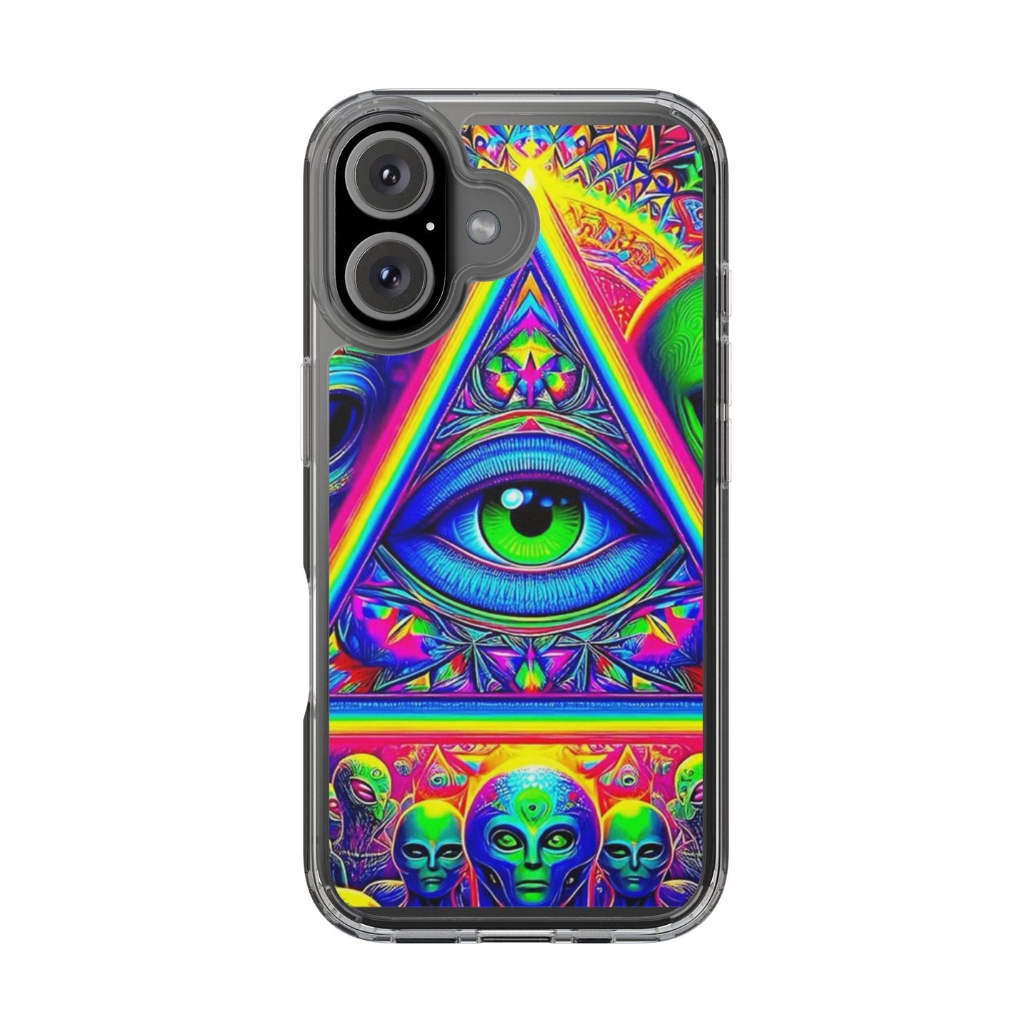 Colorful Alien Eye Phone Case, Psychedelic Clear Case, Gift for Art Lovers, Boho Phone Cover, Festival Accessory, Unique Mobile Case