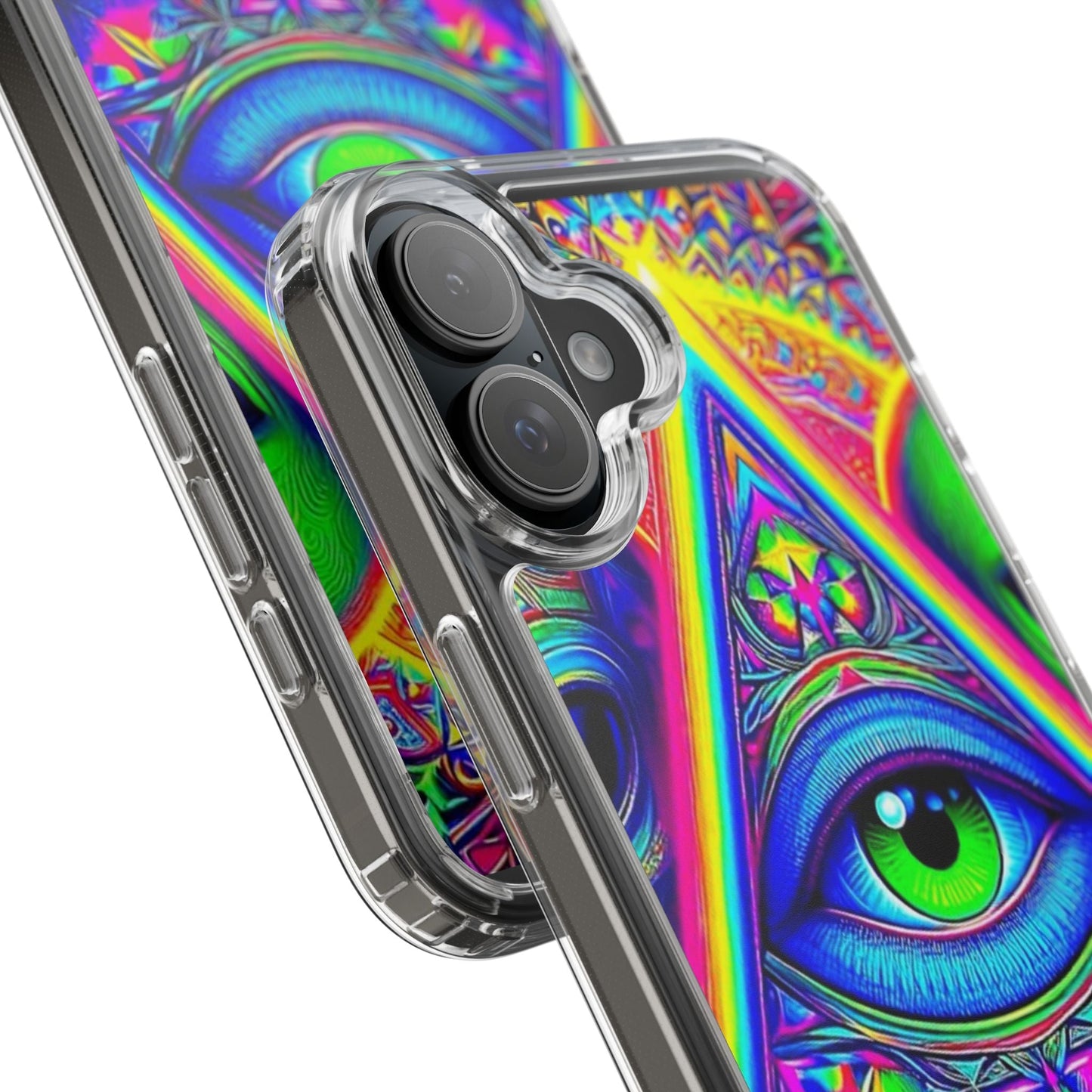 Colorful Alien Eye Phone Case, Psychedelic Clear Case, Gift for Art Lovers, Boho Phone Cover, Festival Accessory, Unique Mobile Case