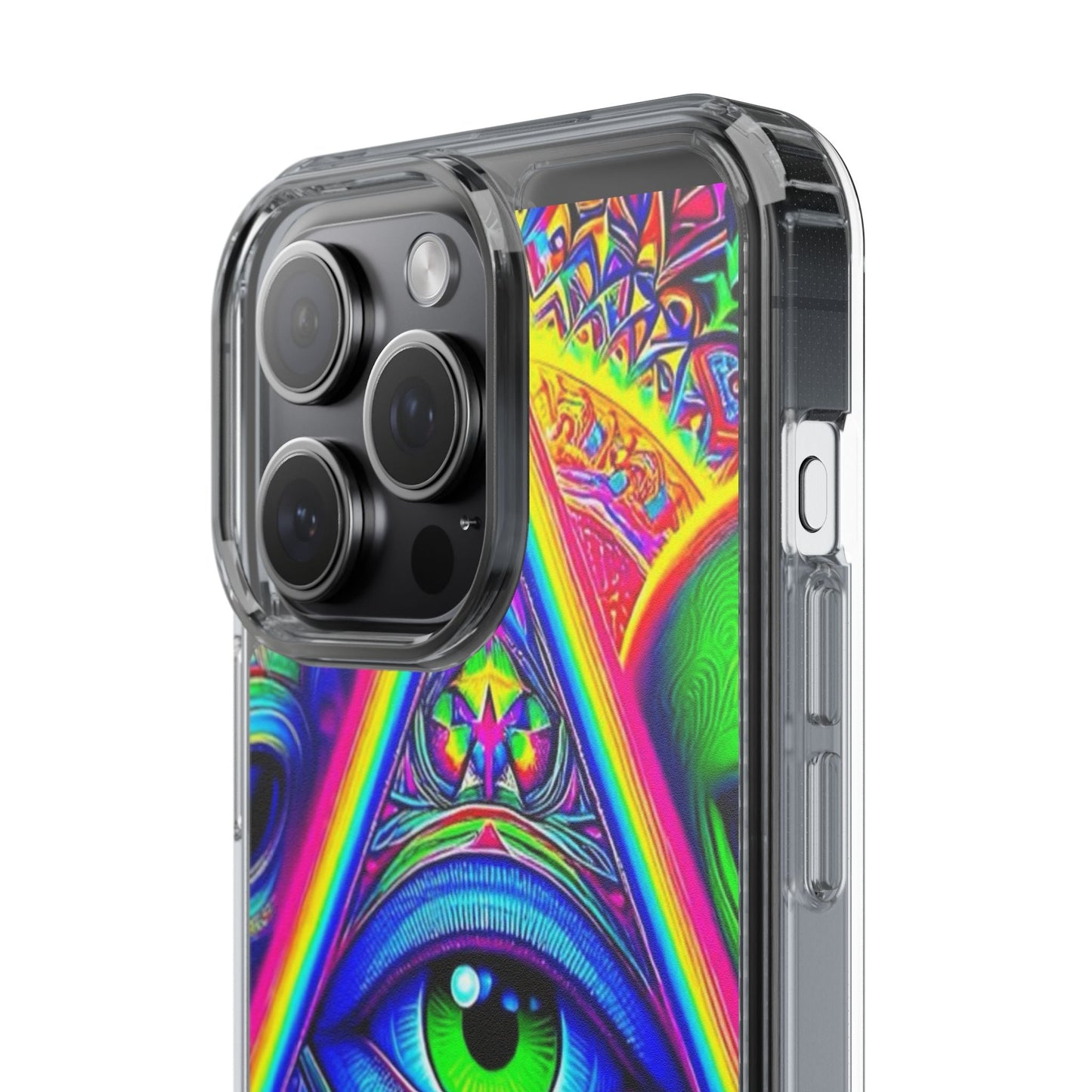 Colorful Alien Eye Phone Case, Psychedelic Clear Case, Gift for Art Lovers, Boho Phone Cover, Festival Accessory, Unique Mobile Case