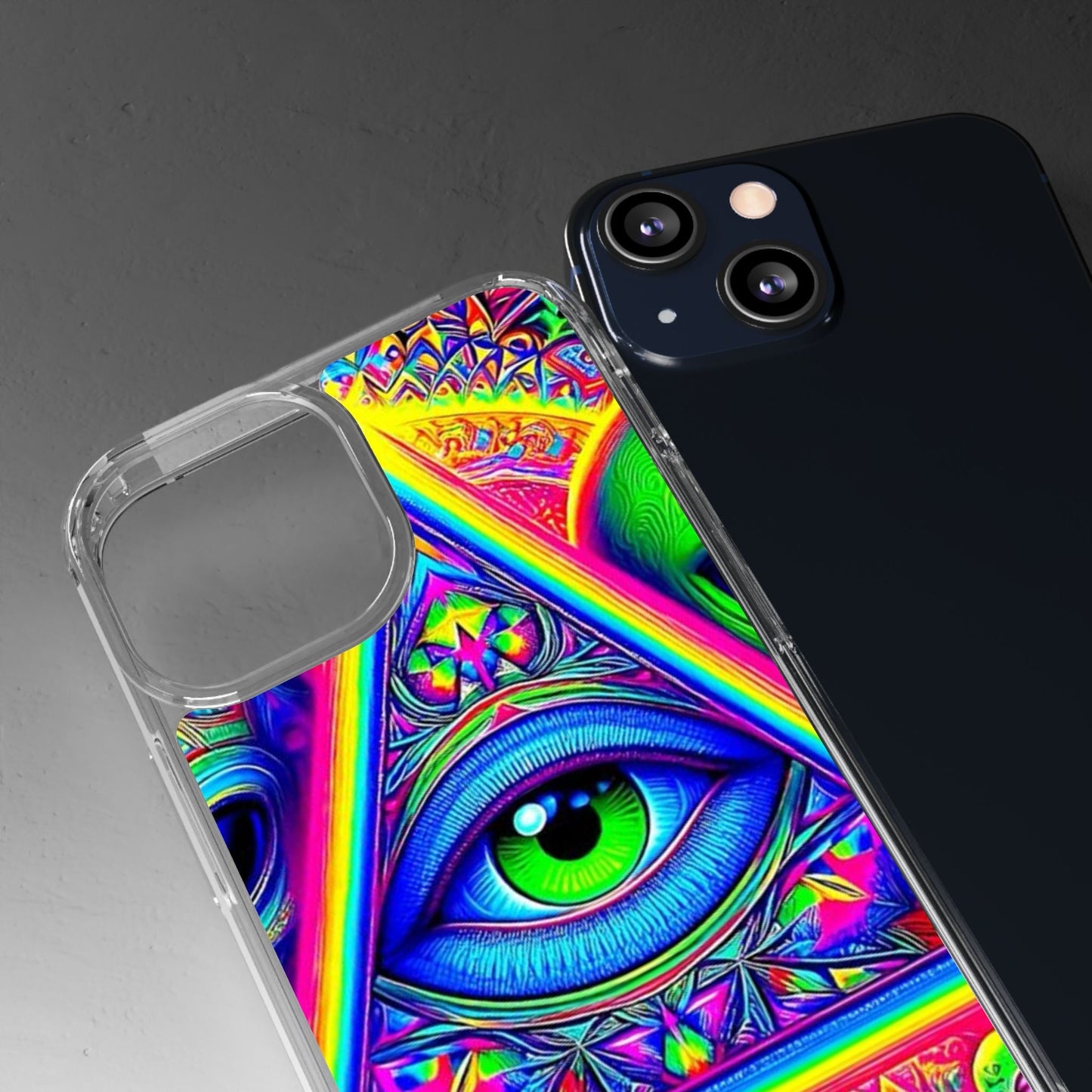 Colorful Alien Eye Phone Case, Psychedelic Clear Case, Gift for Art Lovers, Boho Phone Cover, Festival Accessory, Unique Mobile Case