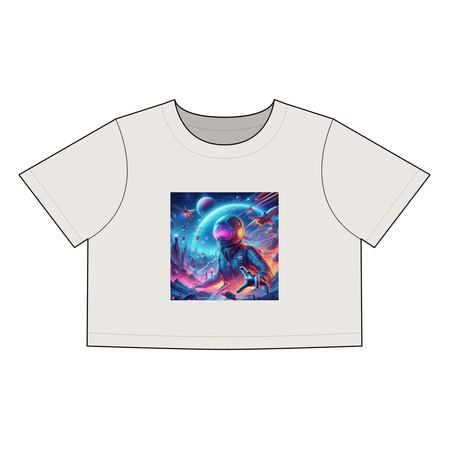 Cosmic Adventure Crop Tee | Space-Themed Fashion, Trendy Summer Top, Astronaut Design, Gift for Sci-Fi Lovers, Festival Wear