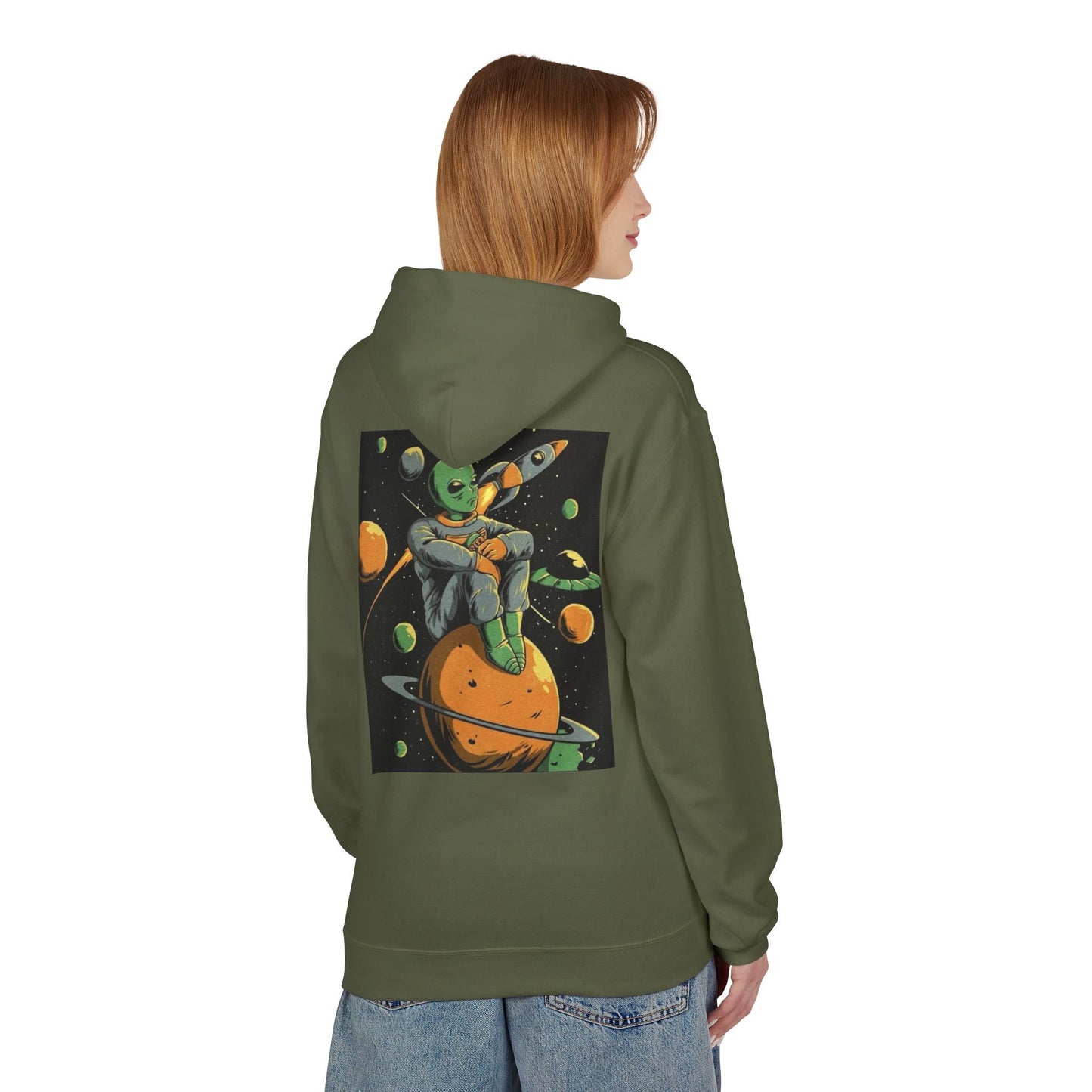 Cosmic Alien Graphic Hoodie - Unisex Midweight Fleece