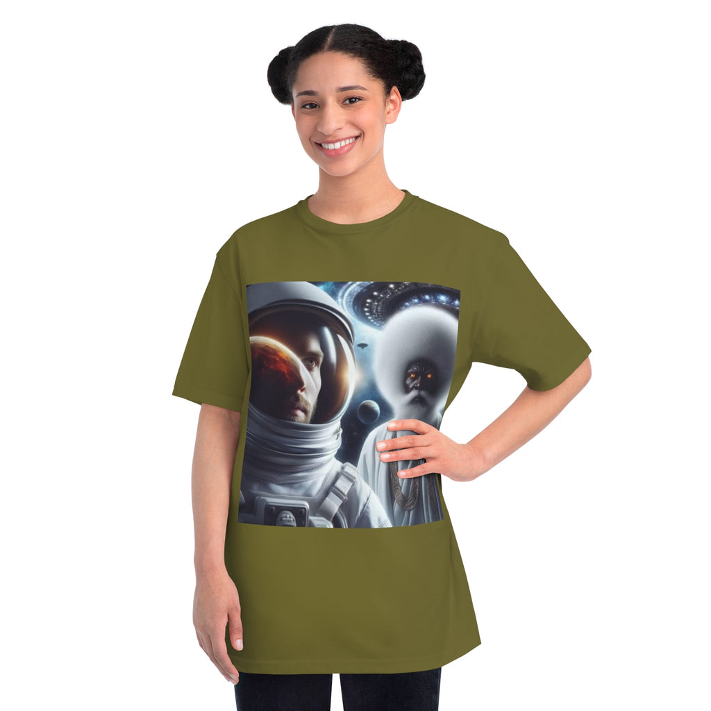 Cosmic Encounter Unisex T-Shirt | Space Art Tee, Astronaut Gift, Sci-Fi Apparel, Unique Graphic Shirt, Mens Womens Classic