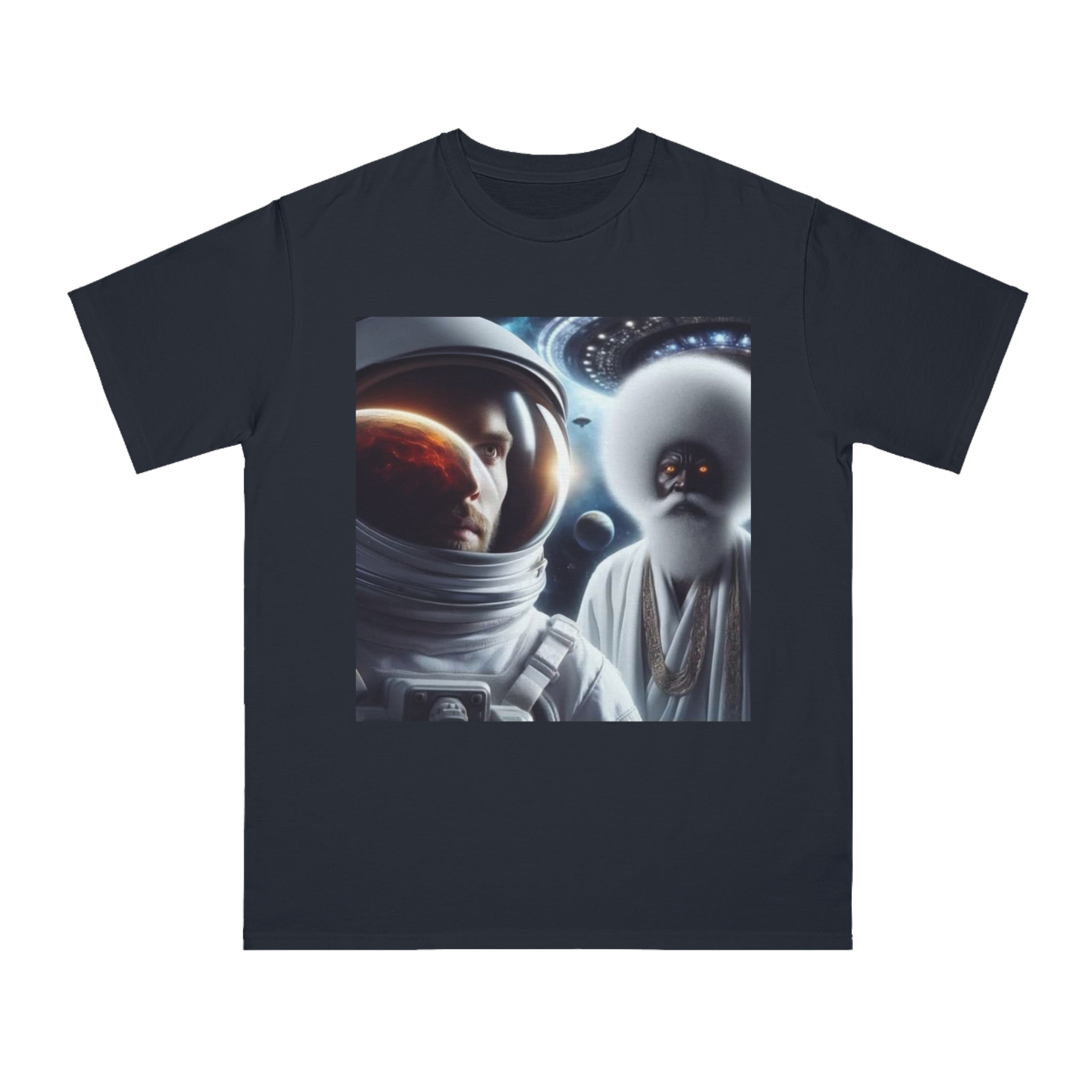 Cosmic Encounter Unisex T-Shirt | Space Art Tee, Astronaut Gift, Sci-Fi Apparel, Unique Graphic Shirt, Mens Womens Classic