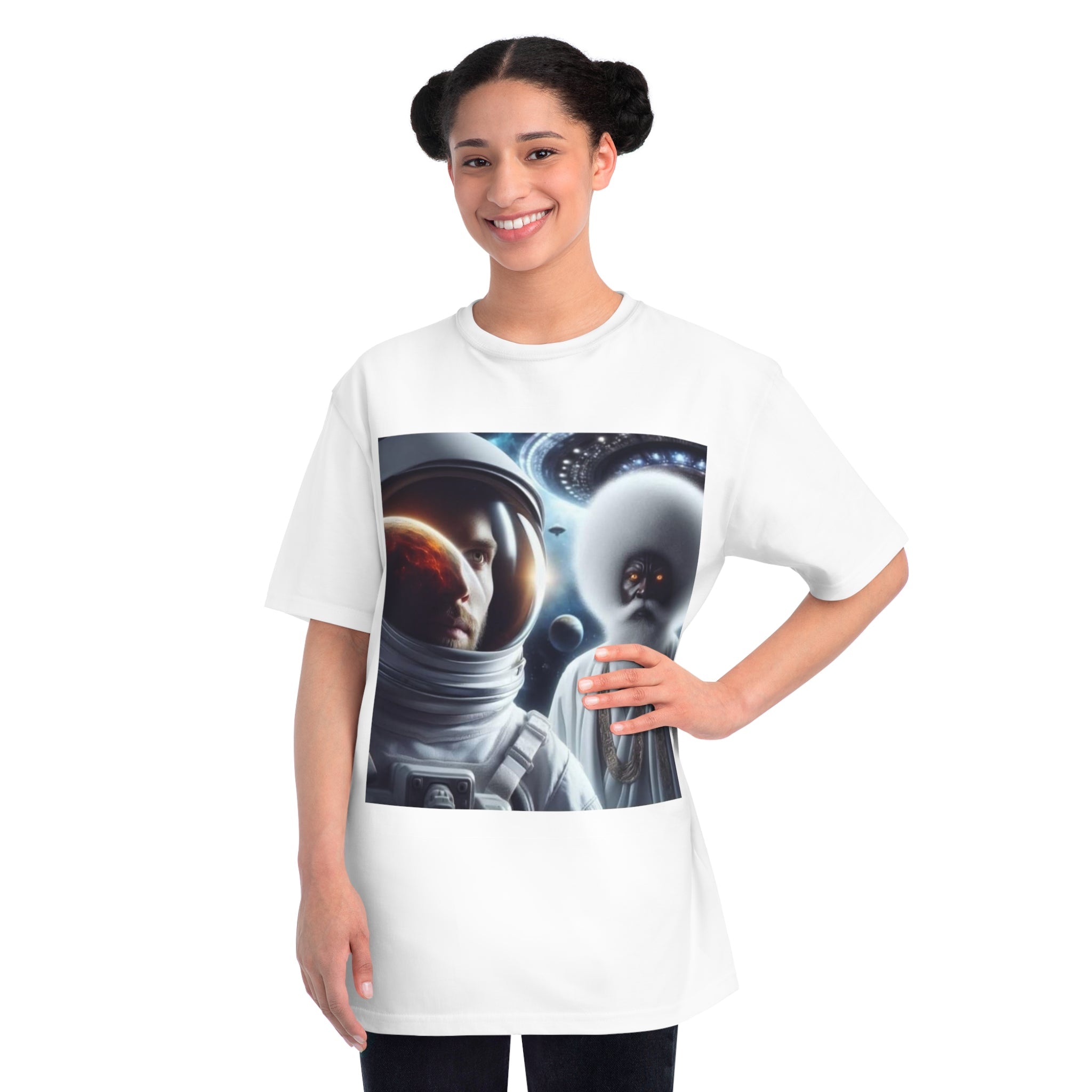 Cosmic Encounter Unisex T-Shirt | Space Art Tee, Astronaut Gift, Sci-Fi Apparel, Unique Graphic Shirt, Mens Womens Classic