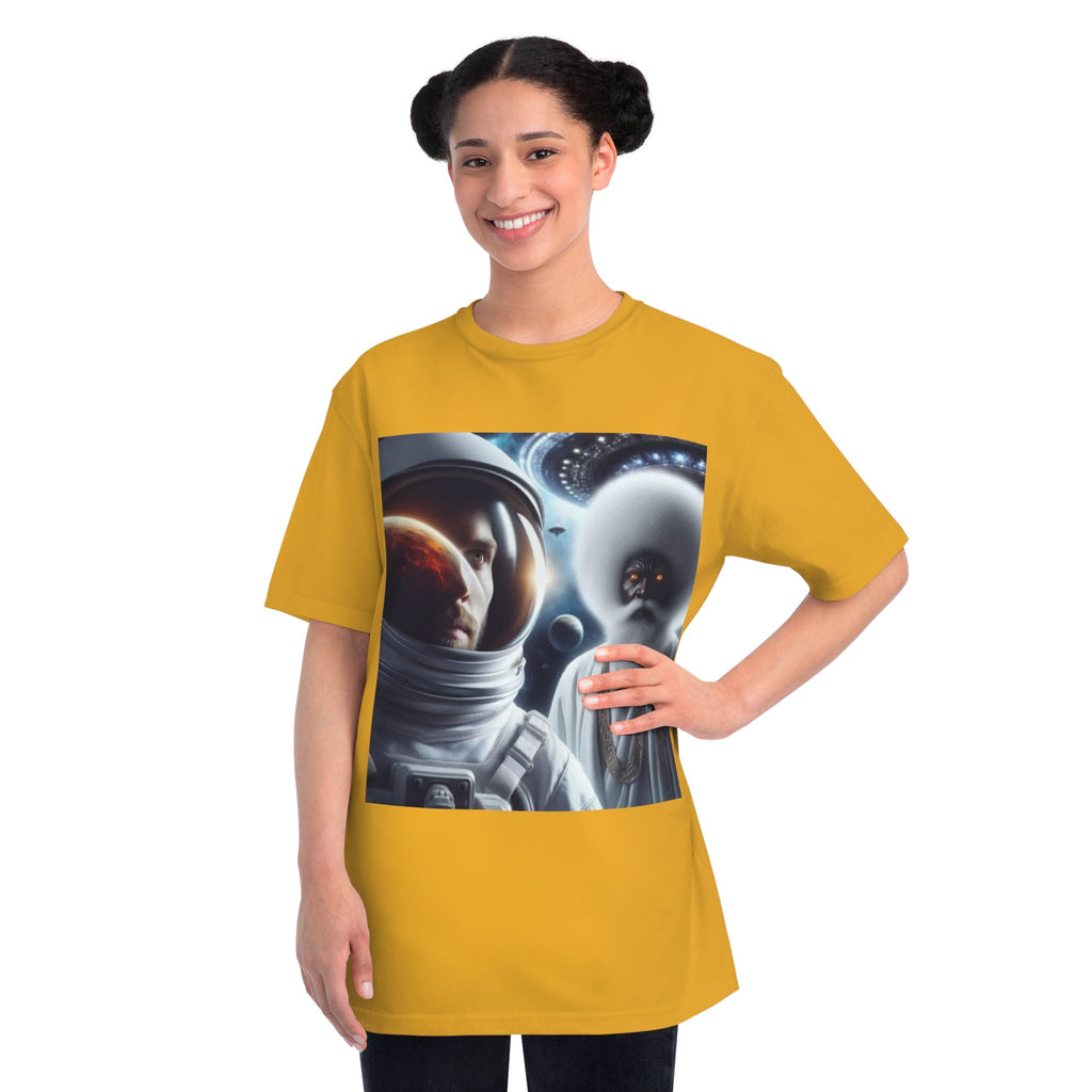 Cosmic Encounter Unisex T-Shirt | Space Art Tee, Astronaut Gift, Sci-Fi Apparel, Unique Graphic Shirt, Mens Womens Classic