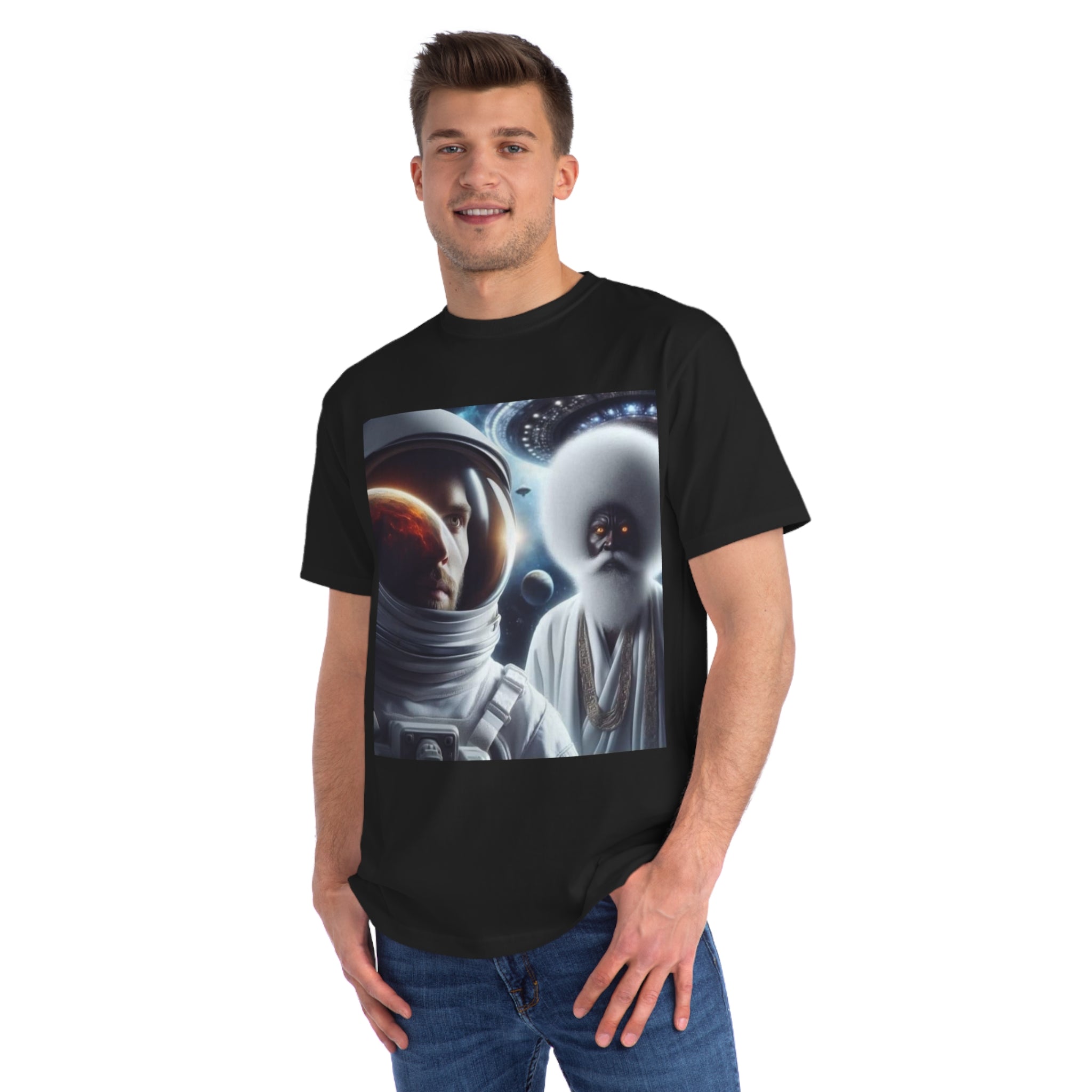 Cosmic Encounter Unisex T-Shirt | Space Art Tee, Astronaut Gift, Sci-Fi Apparel, Unique Graphic Shirt, Mens Womens Classic