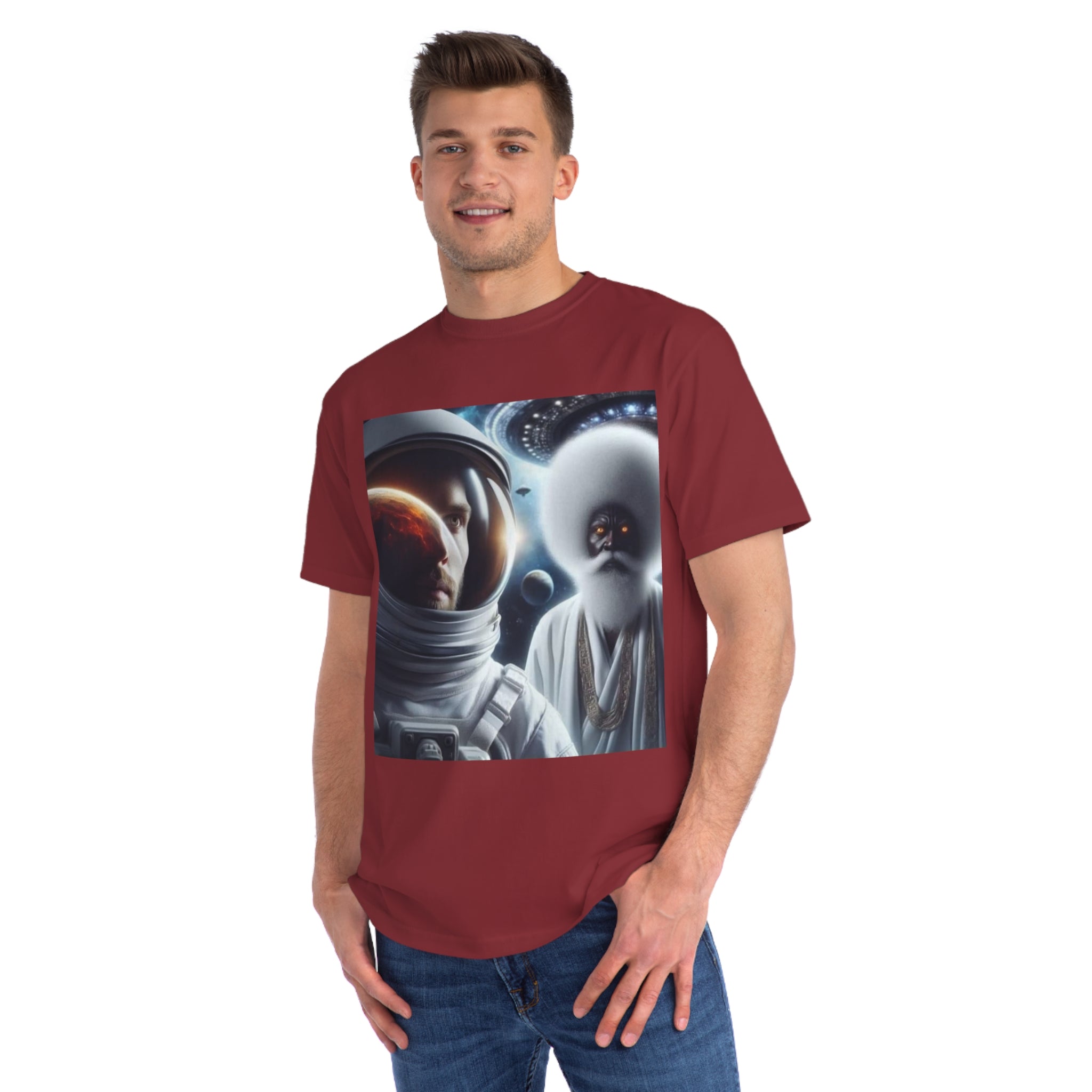Cosmic Encounter Unisex T-Shirt | Space Art Tee, Astronaut Gift, Sci-Fi Apparel, Unique Graphic Shirt, Mens Womens Classic