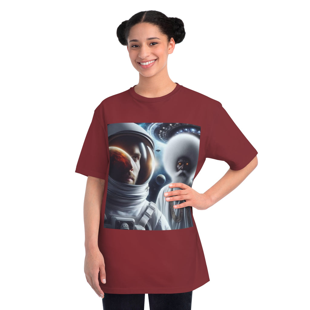 Cosmic Encounter Unisex T-Shirt | Space Art Tee, Astronaut Gift, Sci-Fi Apparel, Unique Graphic Shirt, Mens Womens Classic