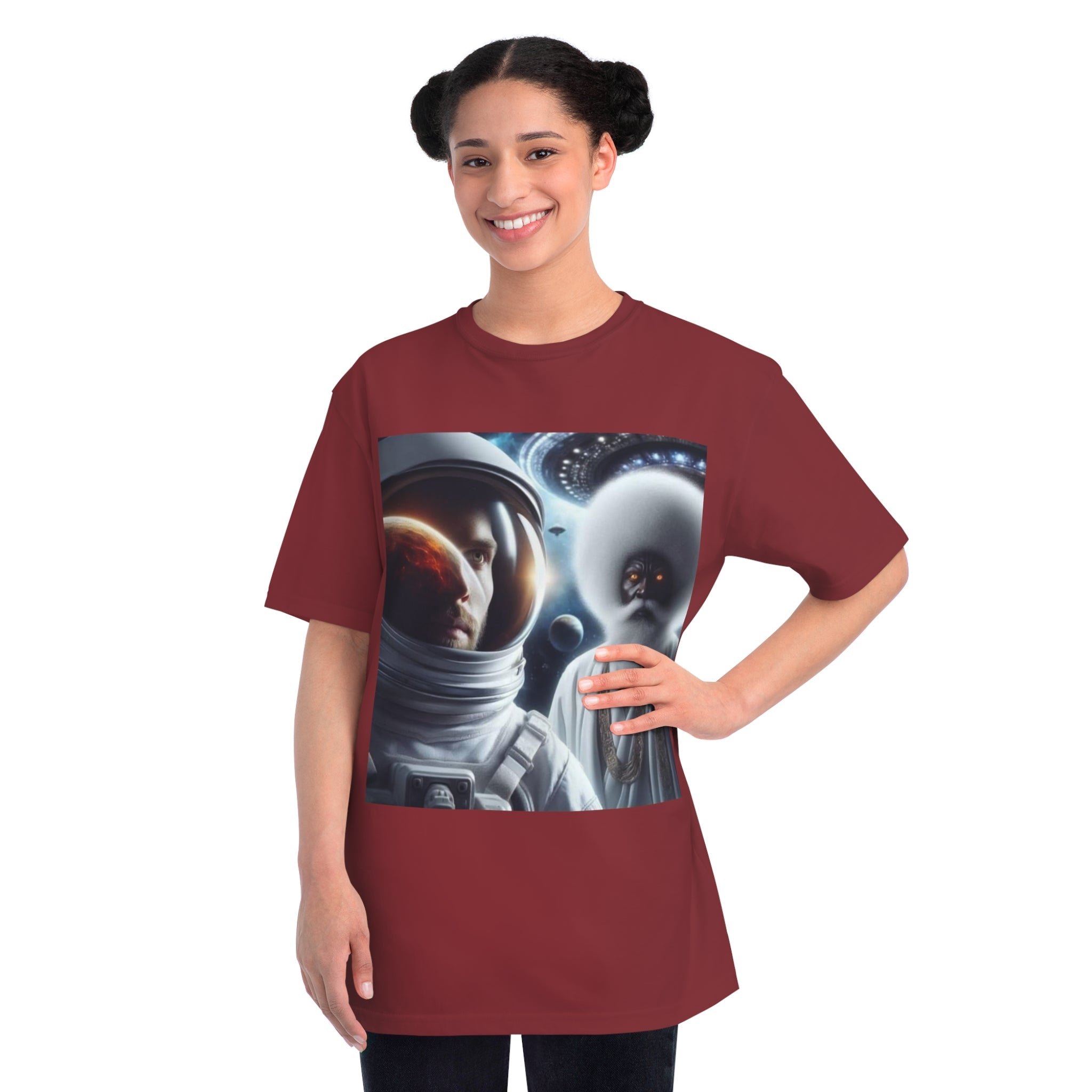 Cosmic Encounter Unisex T-Shirt | Space Art Tee, Astronaut Gift, Sci-Fi Apparel, Unique Graphic Shirt, Mens Womens Classic