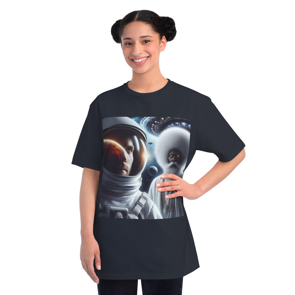 Cosmic Encounter Unisex T-Shirt | Space Art Tee, Astronaut Gift, Sci-Fi Apparel, Unique Graphic Shirt, Mens Womens Classic