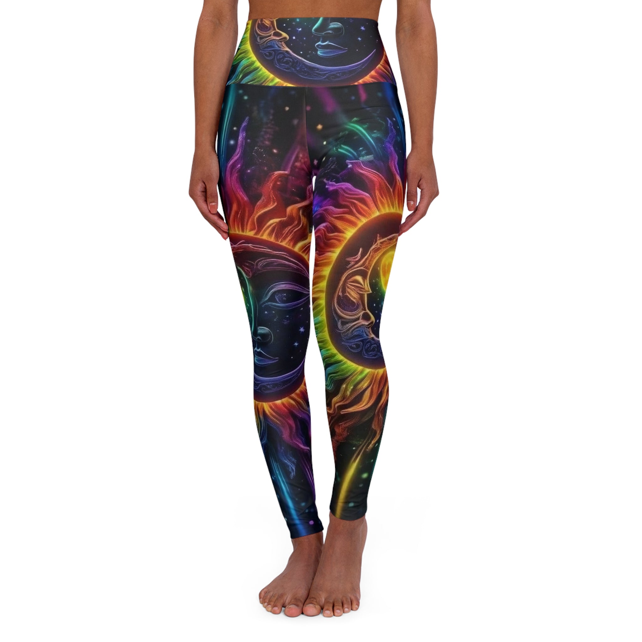 Cosmic Vibes High Waisted Yoga Leggings, Athletic Wear, Yoga Pants, Festival Clothing, Spiritual Fashion, Summer Exercise Gear
