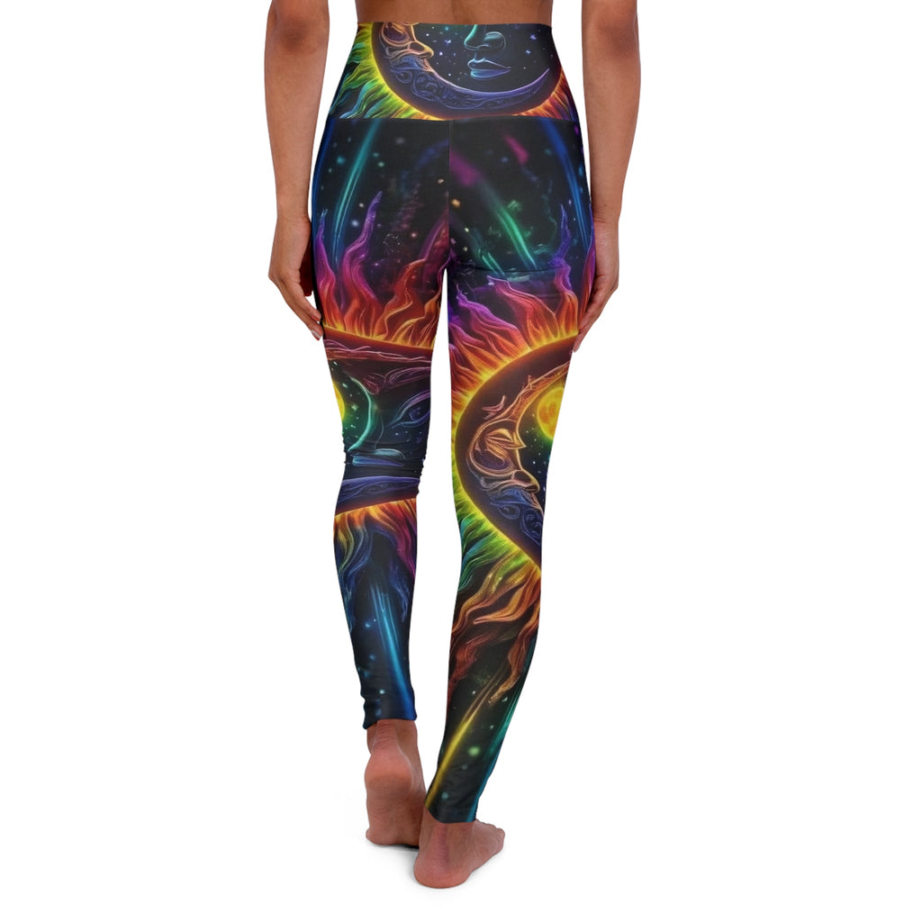Cosmic Vibes High Waisted Yoga Leggings, Athletic Wear, Yoga Pants, Festival Clothing, Spiritual Fashion, Summer Exercise Gear