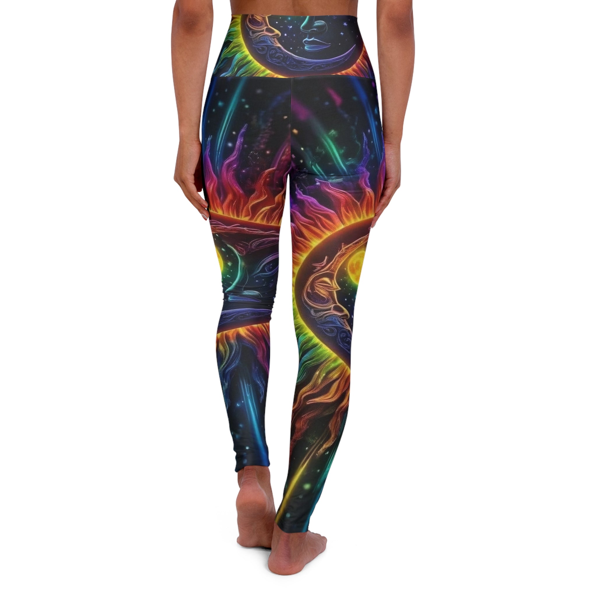 Cosmic Vibes High Waisted Yoga Leggings, Athletic Wear, Yoga Pants, Festival Clothing, Spiritual Fashion, Summer Exercise Gear