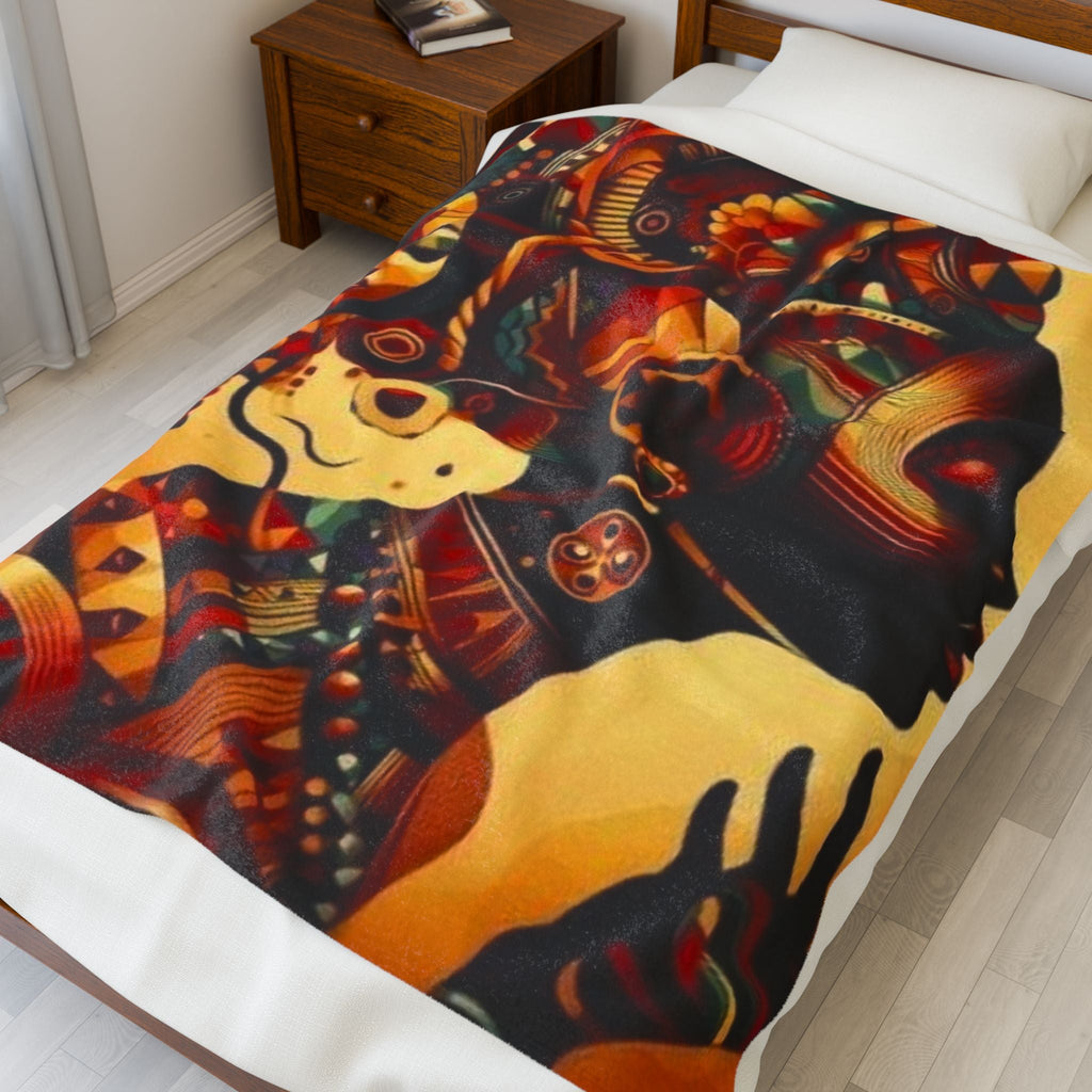 Cultural Essence Velveteen Plush Blanket - Cozy Afrocentric Throw for Home Decor