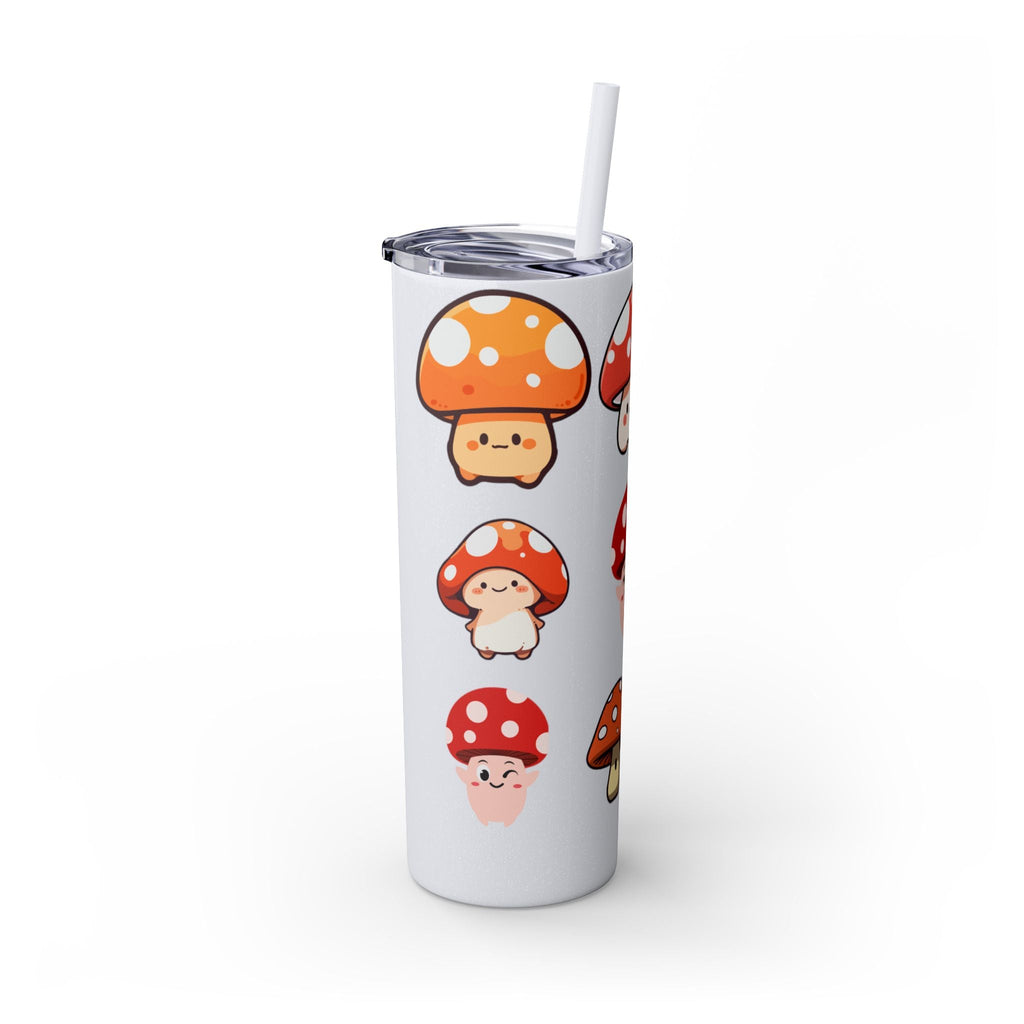 Cute Mushroom Skinny Tumbler with Straw, 20oz - Perfect for Kids and Adults, Eco-Friendly Drinkware, Summer Parties, Game Nights, Gifts for