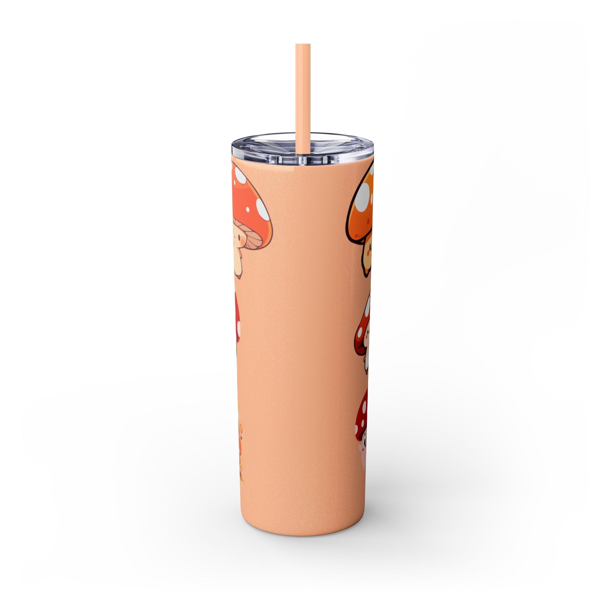 Cute Mushroom Skinny Tumbler with Straw, 20oz - Perfect for Kids and Adults, Eco-Friendly Drinkware, Summer Parties, Game Nights, Gifts for